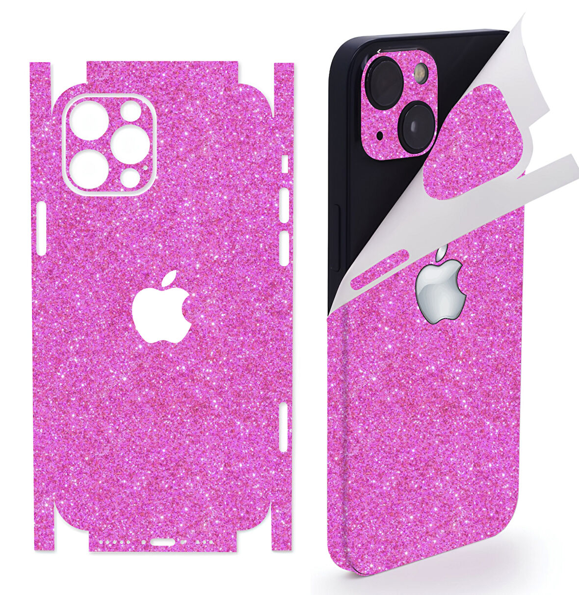  İphone 14 Pro Max için 360 full arka kaplama koruma sticker - 14 FARKLI RENK - SİMLİ PEMBE
