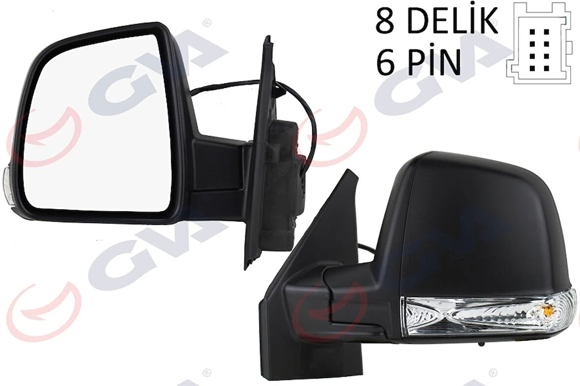 DIŞ DİKİZ AYNASI SOL DOBLO 2011 ELEKTRİKLİ SİNYALLİ SİYAH KAPAKLI TEK CAM KONVEKS 6 FİŞ VM-668EHL 735497891