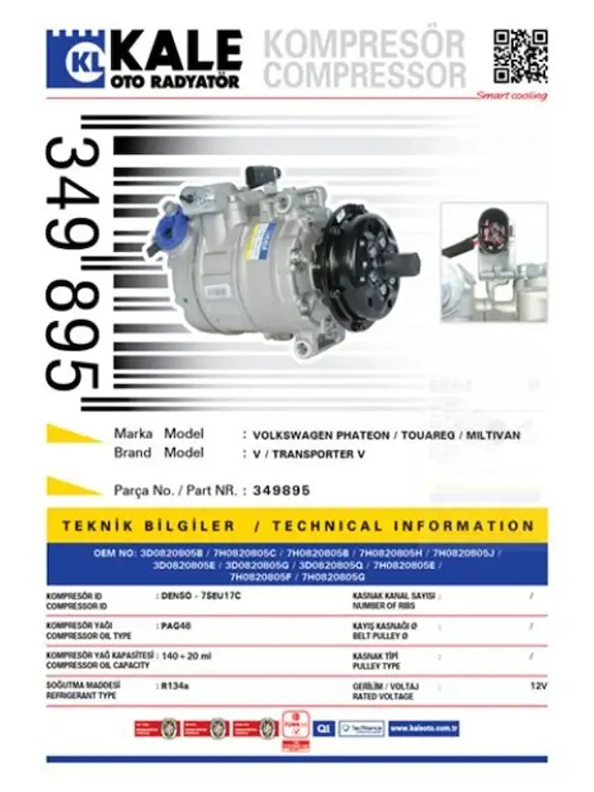 KLIMA KOMPRESORU VOLKSWAGEN PHAETON TOUAREG MULTIVAN V TRANSPORTER V T5 2.5TDI 03