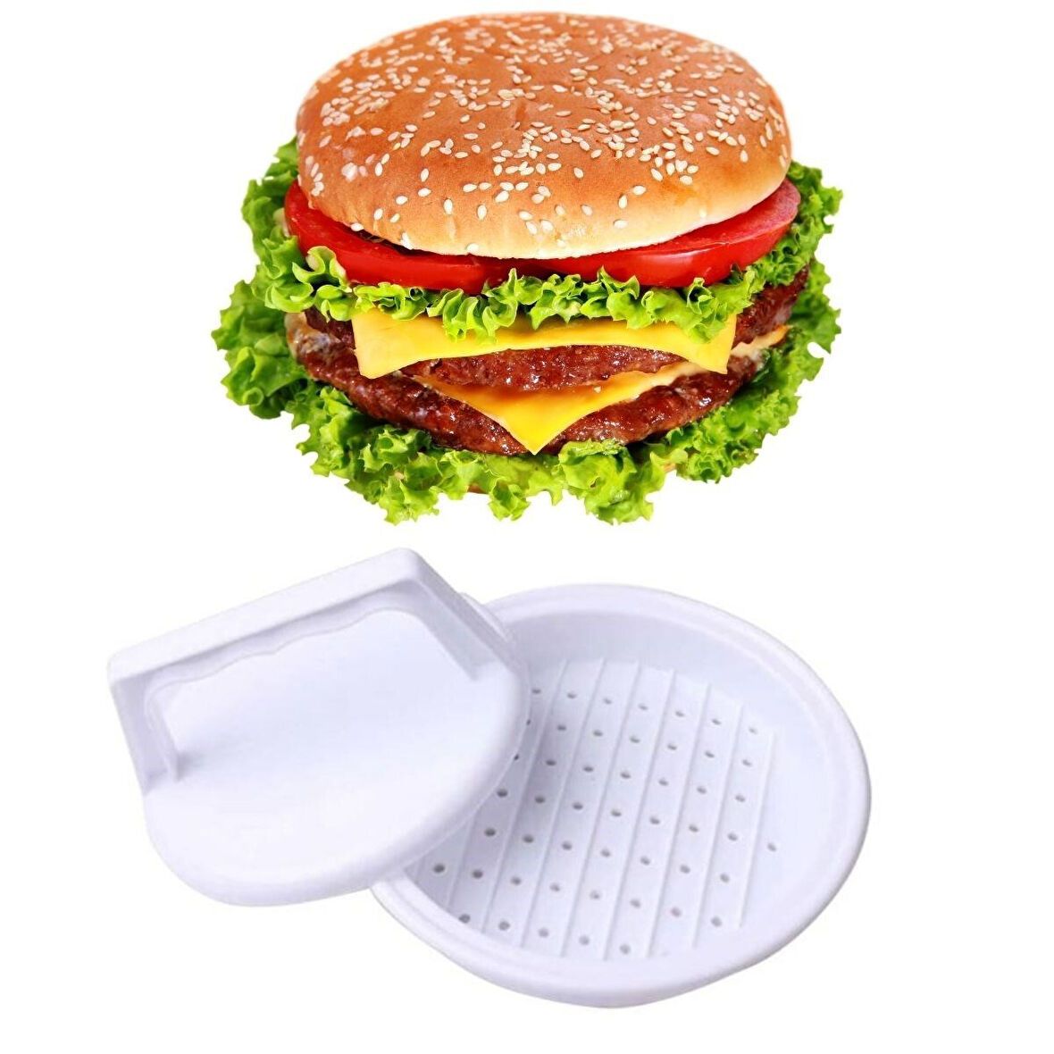 Hamburger Ve Köfte Şekillendirici Köfte Kalıbı Pratik Burger Pres Aparatı (4172)