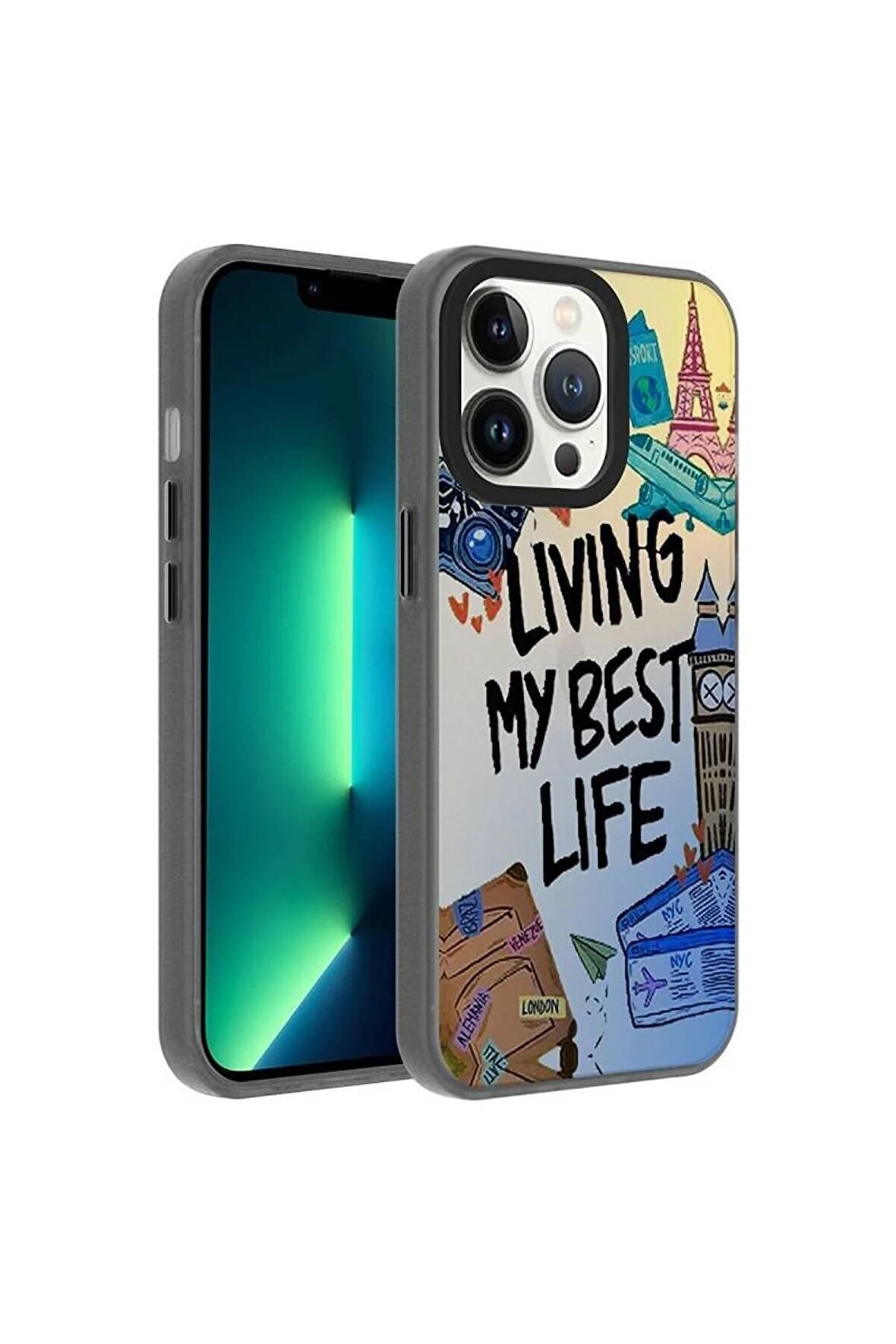 Apple iPhone 13 Pro Max Uyumlu Kılıf Seyahat Temalı Telefon Kılıfı Kapak