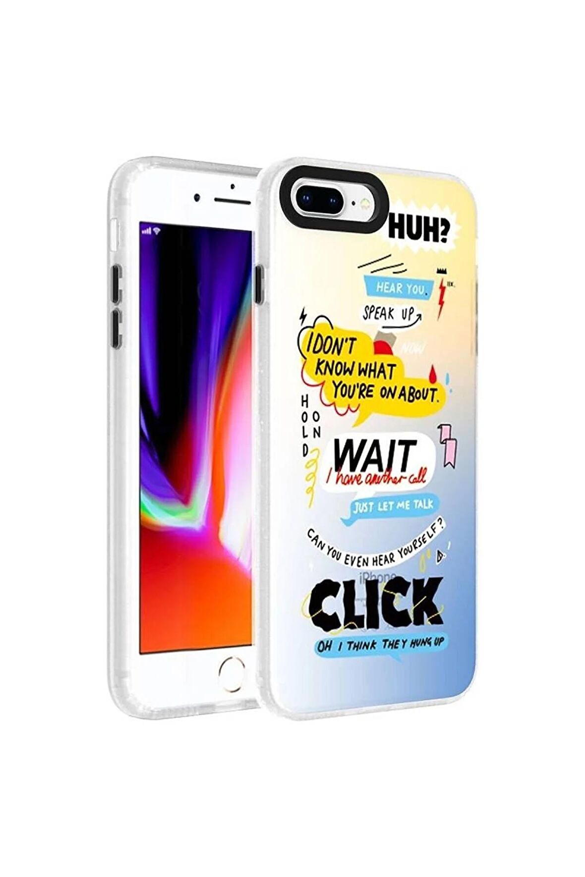 Apple iPhone 8 Plus Uyumlu Kılıf Kelimeler Temalı Telefon Kılıfı Kapak