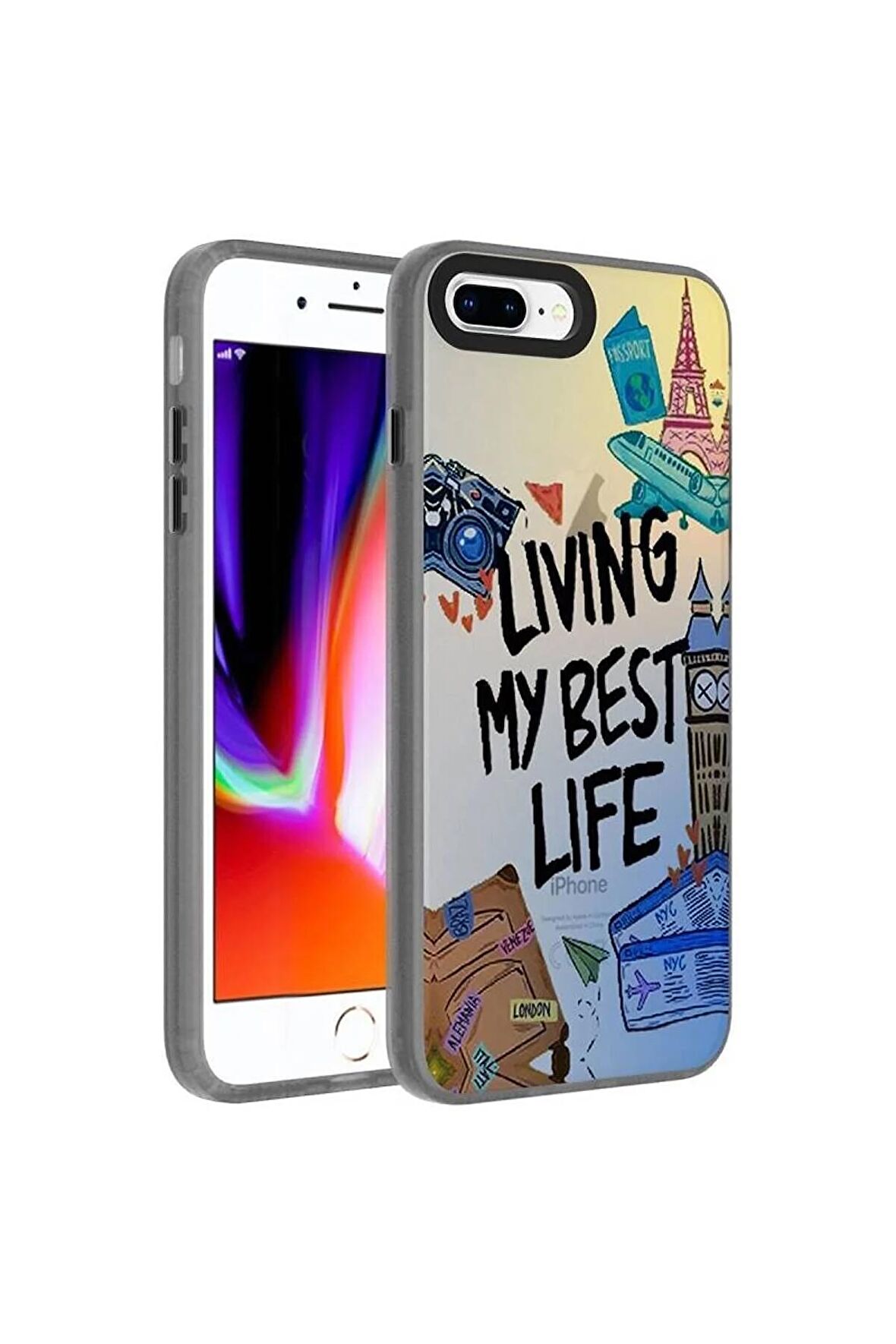 Apple iPhone 7 Plus Uyumlu Kılıf Seyahat Temalı Telefon Kılıfı Kapak