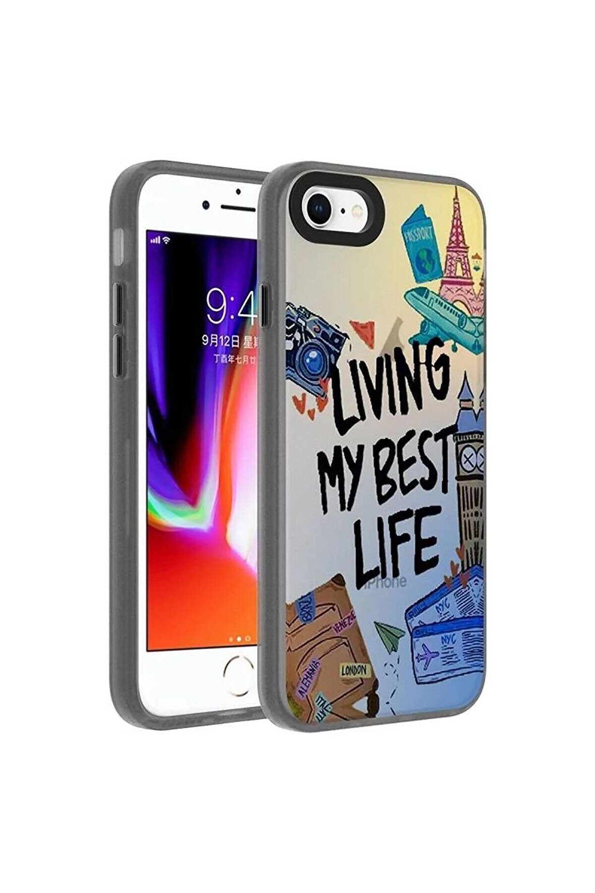 Apple iPhone 8 Uyumlu Kılıf Seyahat Temalı Telefon Kılıfı Kapak