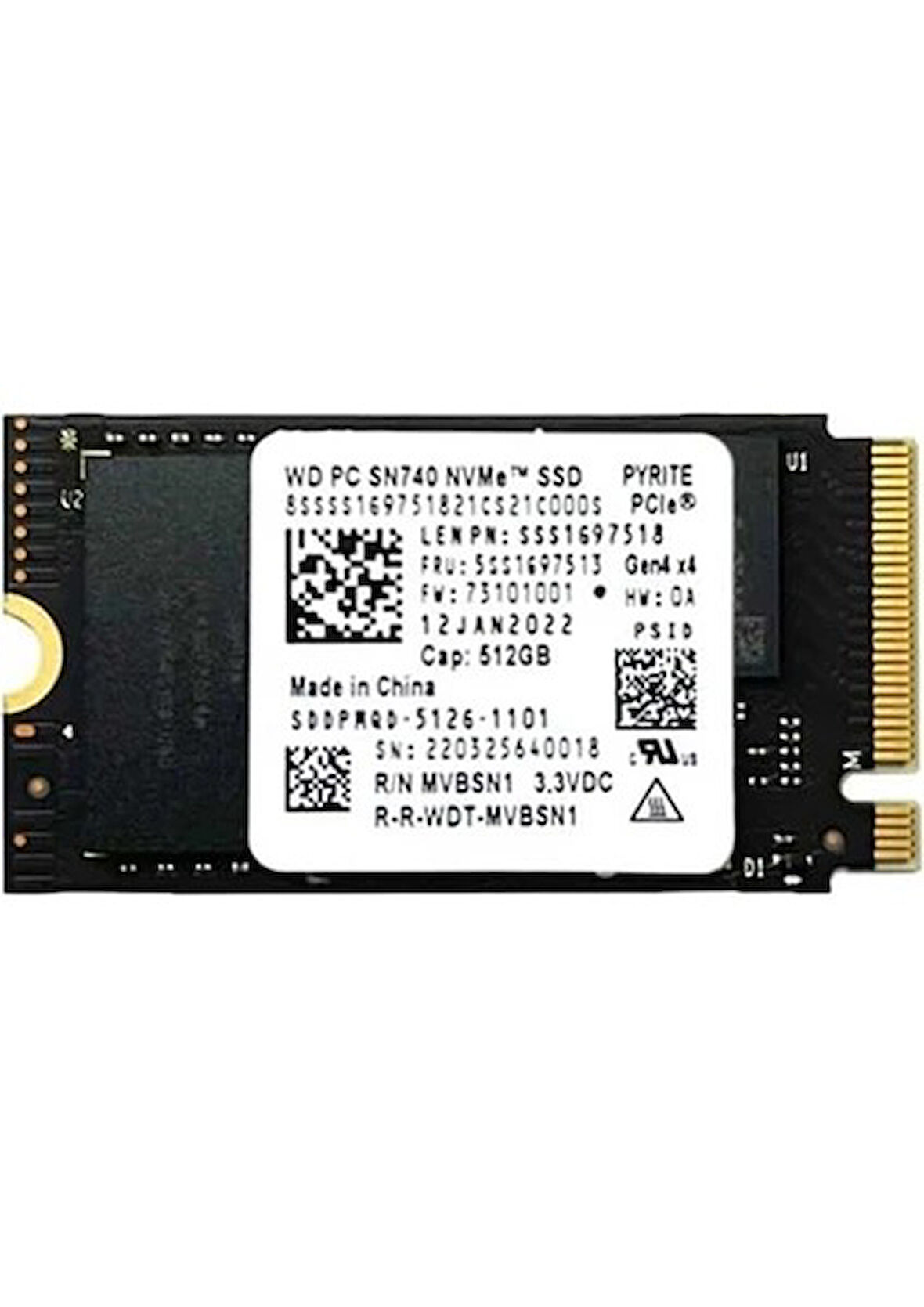 WD SN740 2242 512 GB PCIe 4.0 NVMe M.2 5150-4850MB/S SSD (Kutusuz)