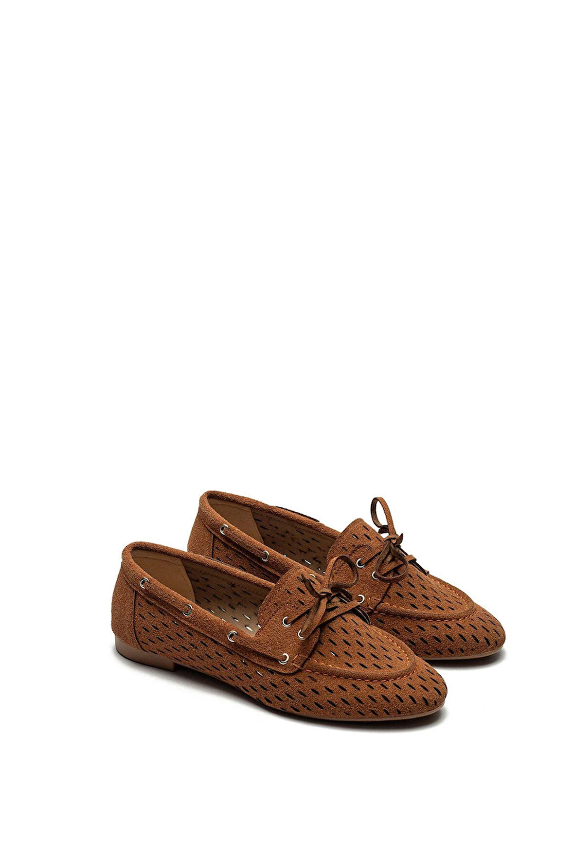 Kadın Bağcıklı Delikli Espadril Süet Günlük Babet Ayakkabı 9075