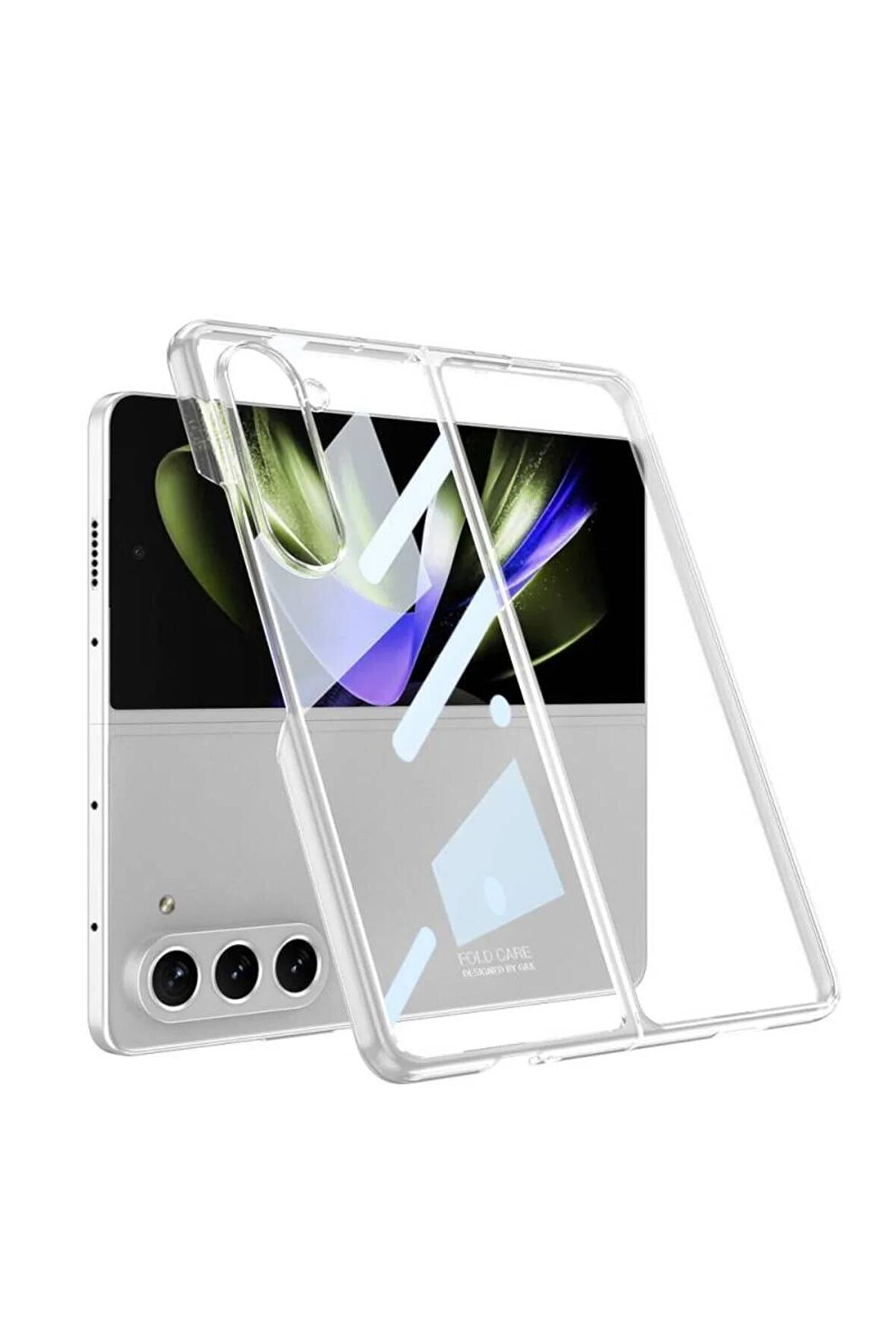 Samsung Galaxy Z Fold 5 ile Uyumlu Kılıf 180 Derece Açılıp Kapanabilen Cam Telefon Kılıfı Kapak