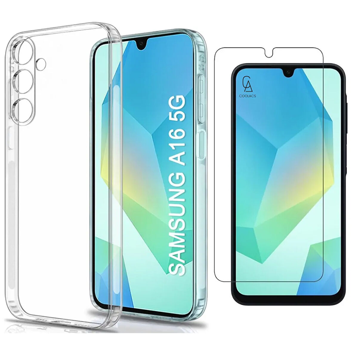 Samsung Galaxy A16 Uyumlu Kılıf Esnek Silikon Telefon Kılıfı ve Temperli Cam Ekran Koruyucu