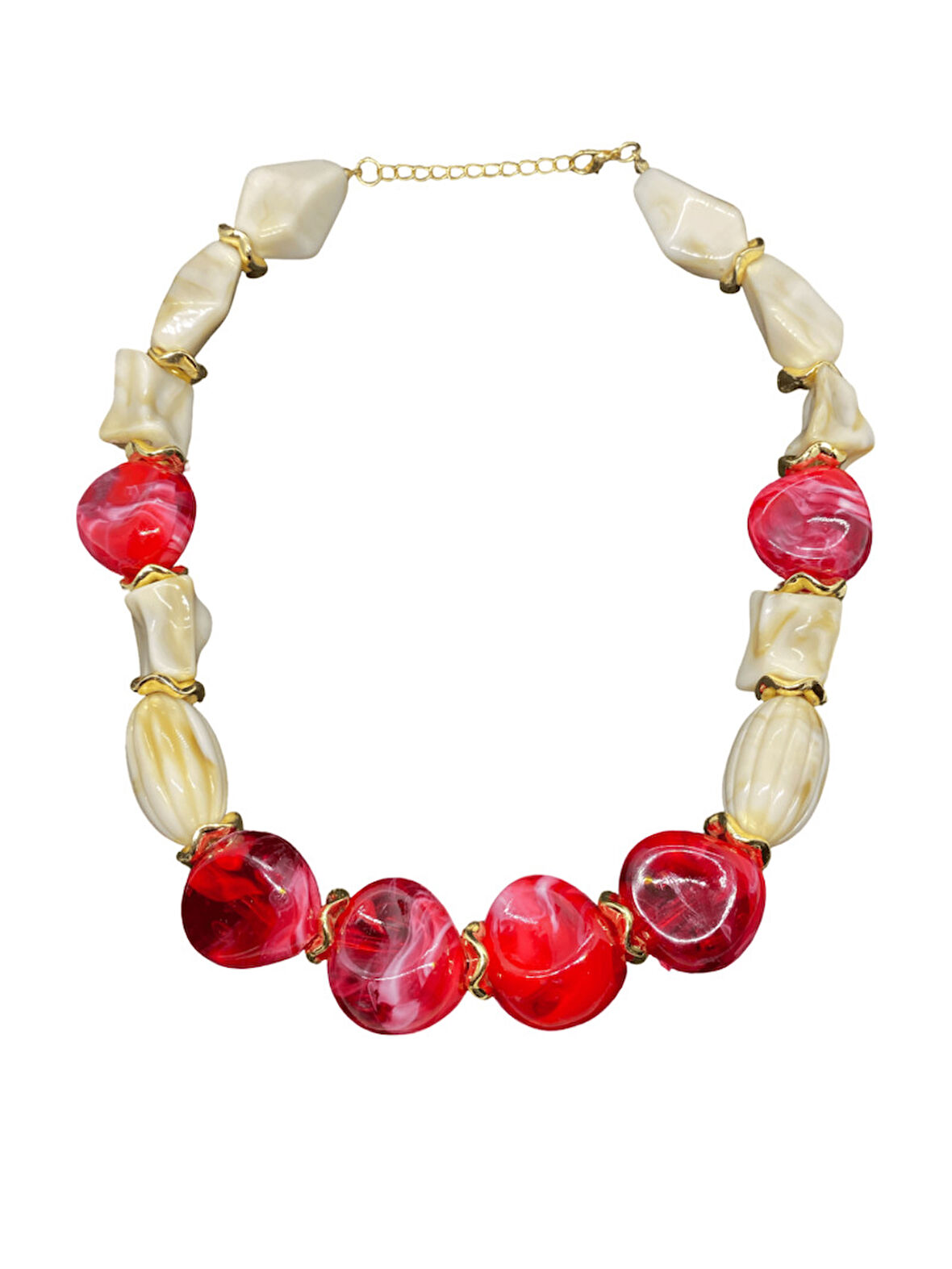 🔴 Kırmızı ve Beyaz Tasarım Akrilik Kolye — Eşsiz ve Gösterişli Bir Tasarım