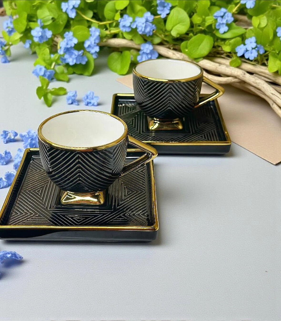 KRD Art Deco 2 Kişilik Kahve Fincan Takımı 80 ml Klasik