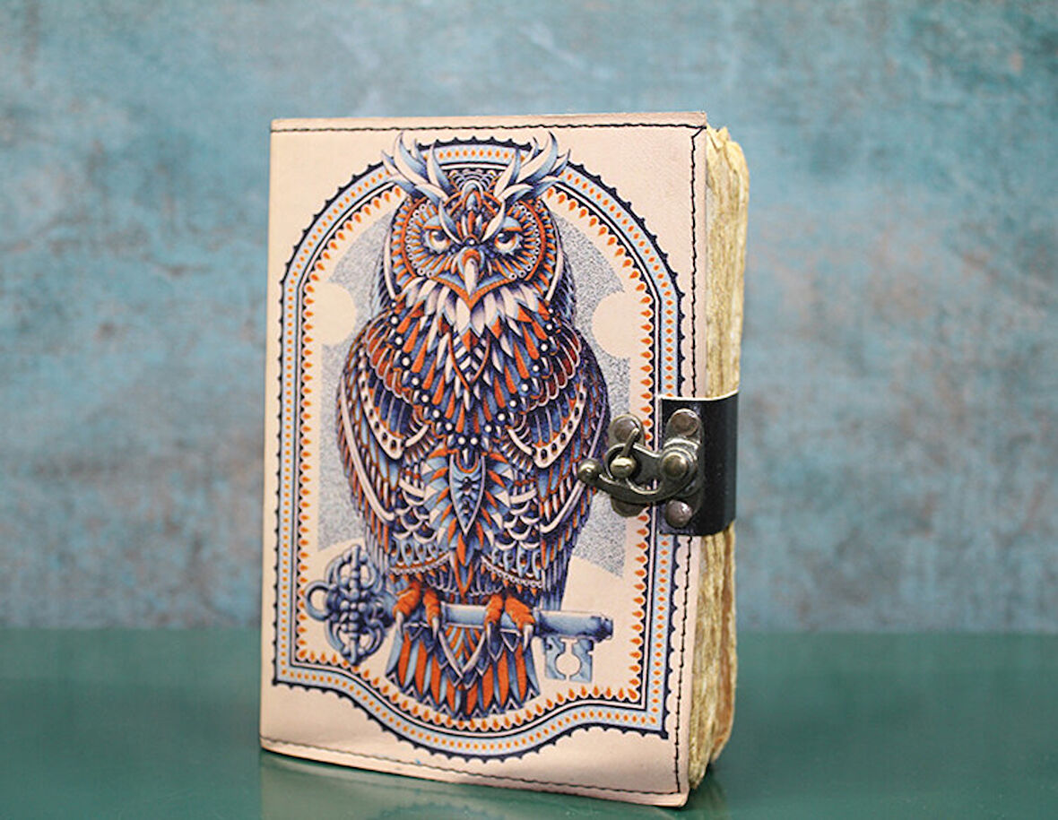 Baykuşlu Deri Defter Model 3 