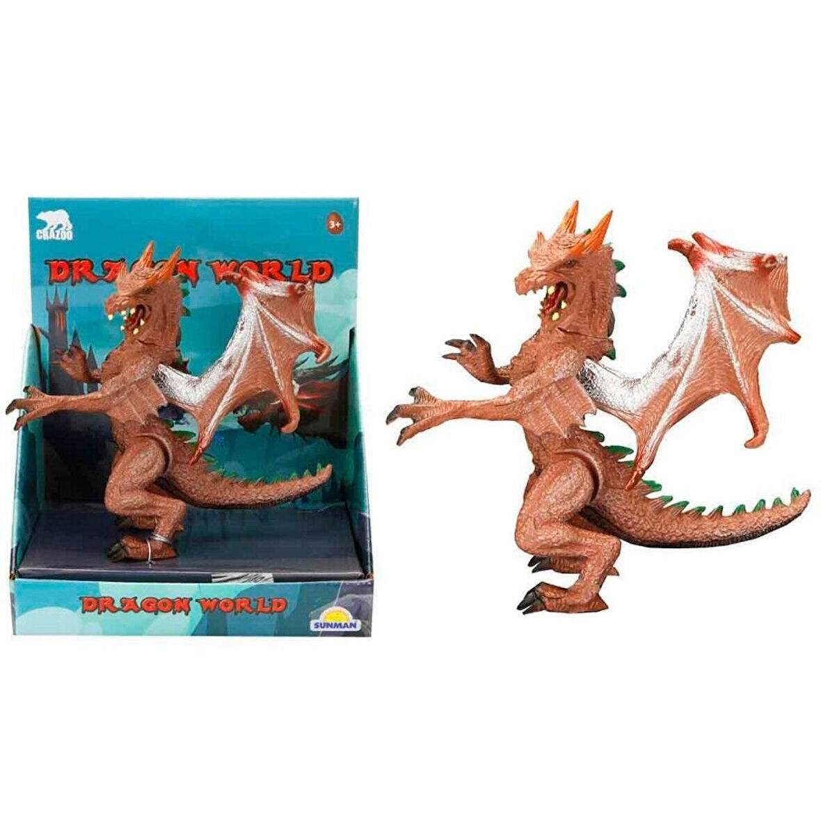 Standlı Ejderha Figürü  13 cm - Kahverengi