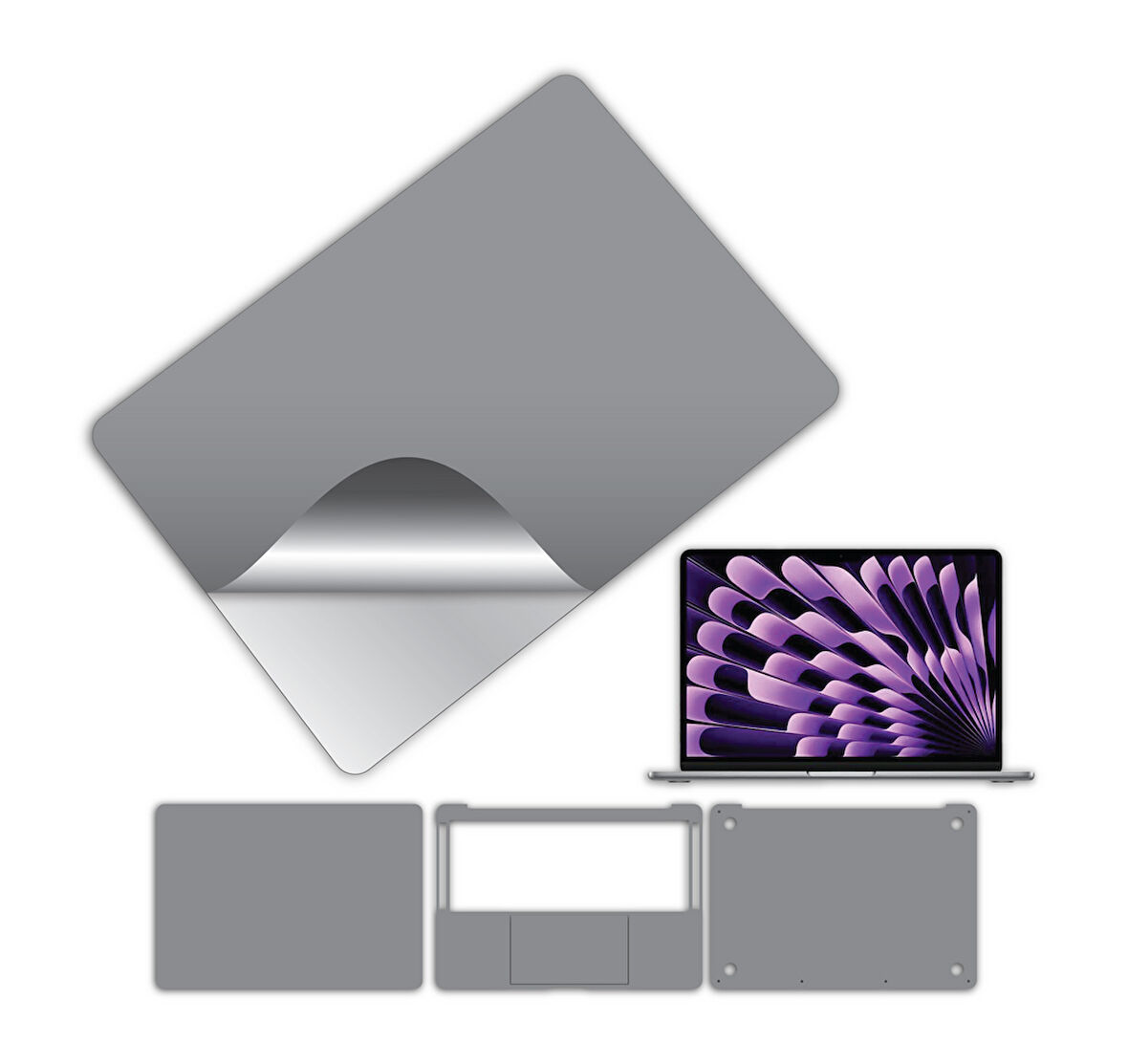 Macbook pro 13 inç 2020 m1 işlemci için 360 full kaplama koruma sticker çizilmez film kaplama UZAY GRİSİ