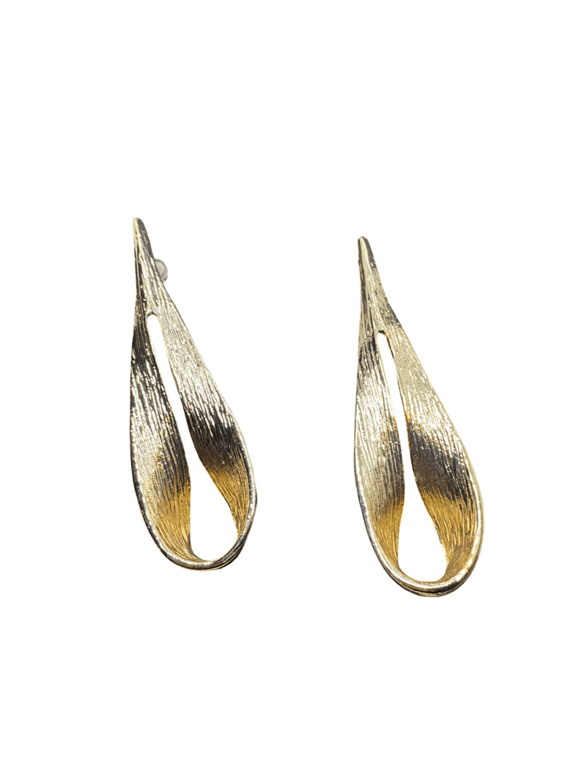 Göz Alıcı Gösterişli Altın Kaplama Yaprak Formlu Çelik Uçlu VIP Bijuteri Küpe | Parlak ve Zarif