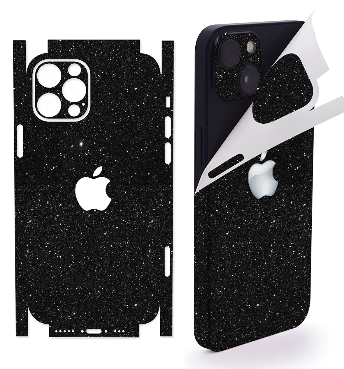  İphone 14 Pro Max için 360 full arka kaplama koruma sticker - 14 FARKLI RENK - SİMLİ SİYAH