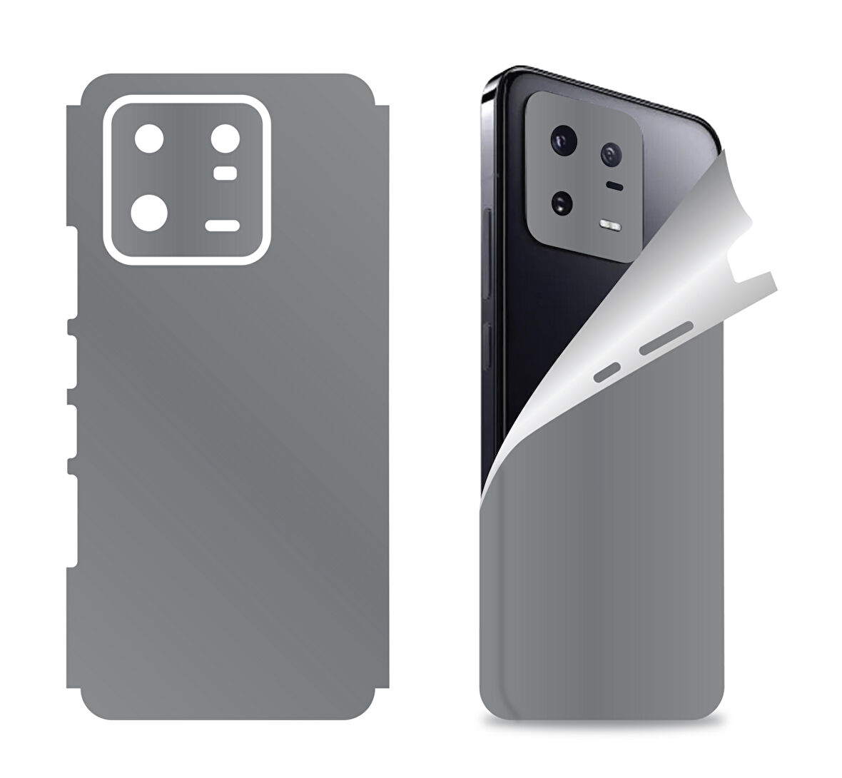 Xiaomi Mi 13 Pro için uyumlu 360 full arka ve yan kaplama koruma sticker GRİ