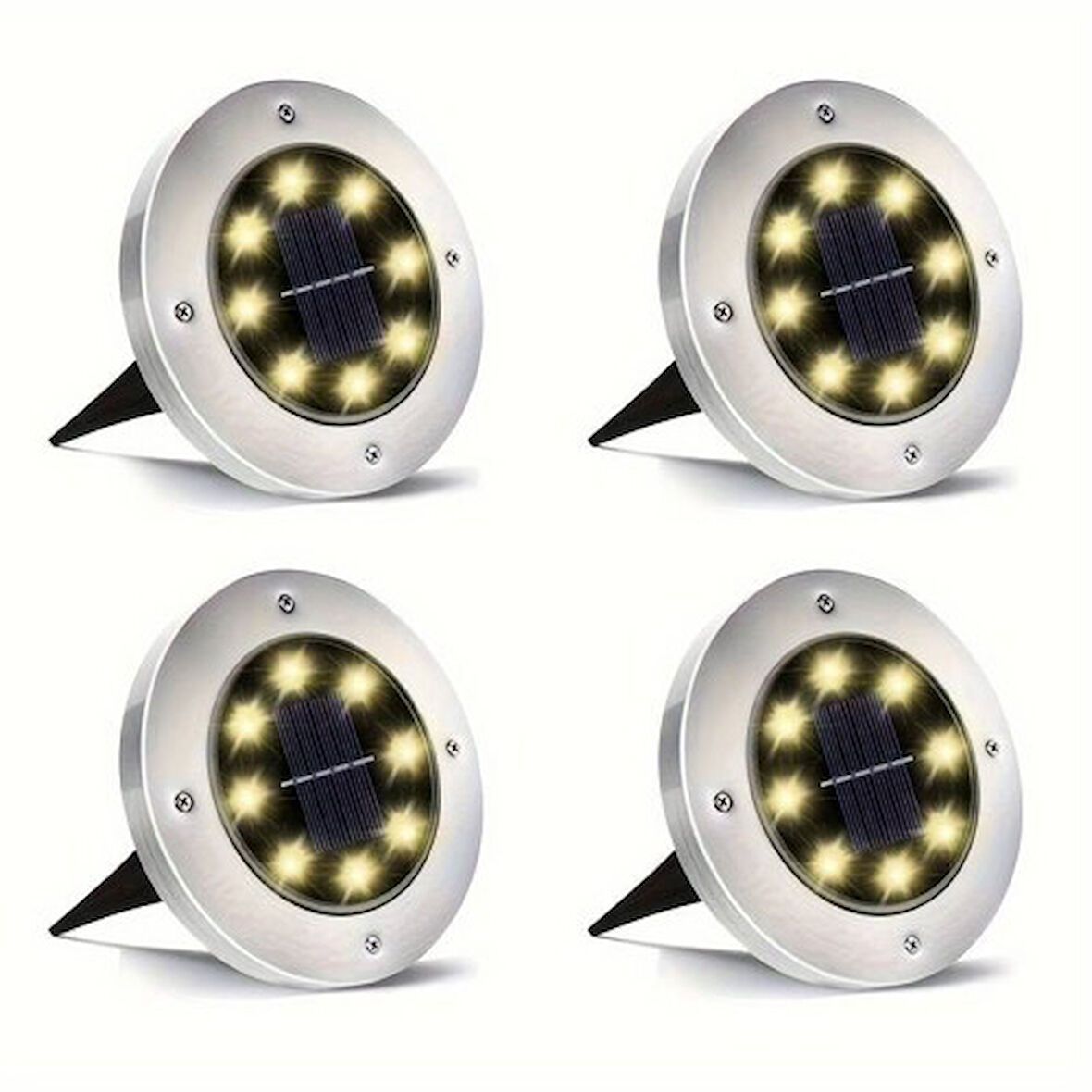 4'lü Solar Panelli Kazıklı Bahçe Aydınlatması