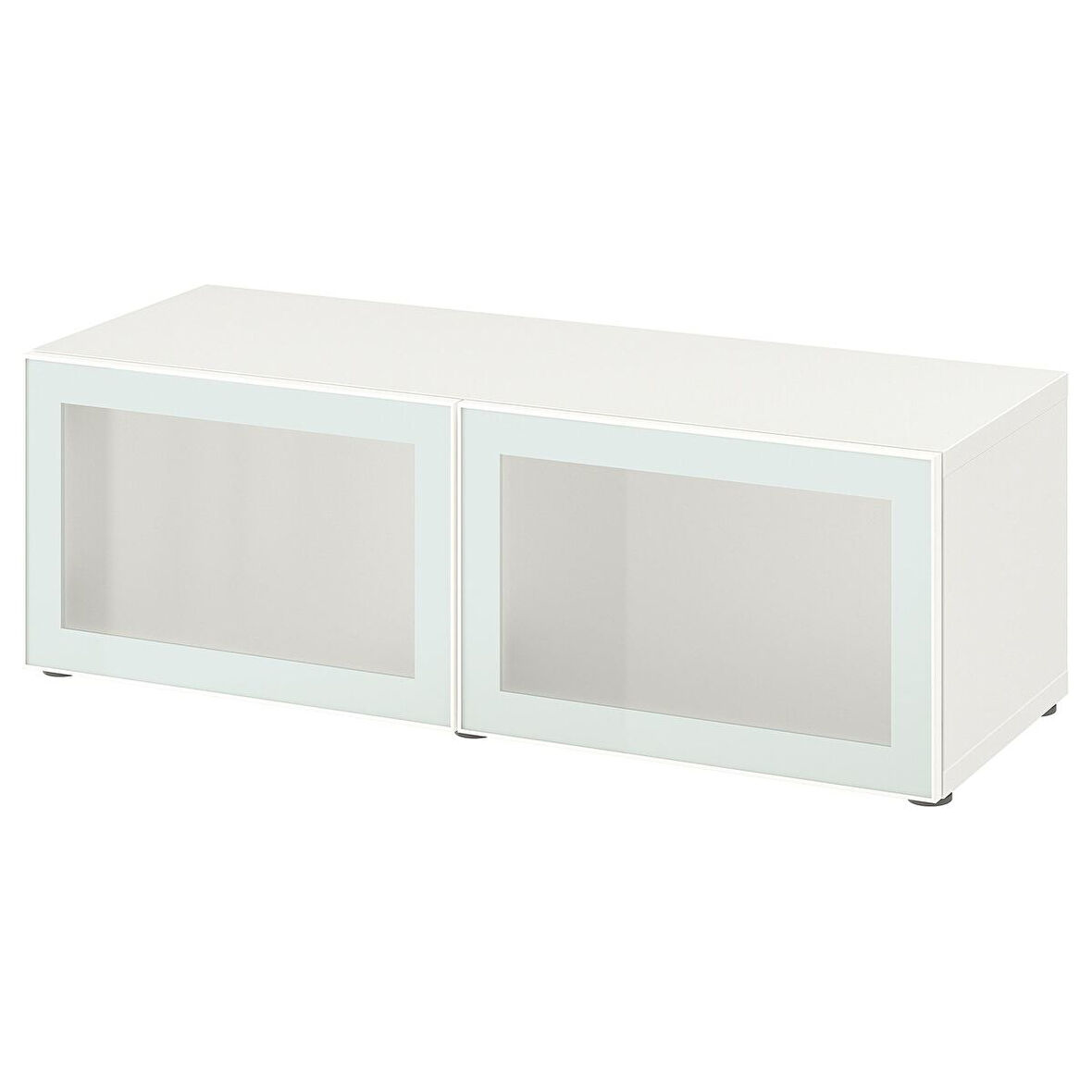 Raf ünitesi, beyaz-buzlu cam, 120x42x38 cm, GLASSVIK