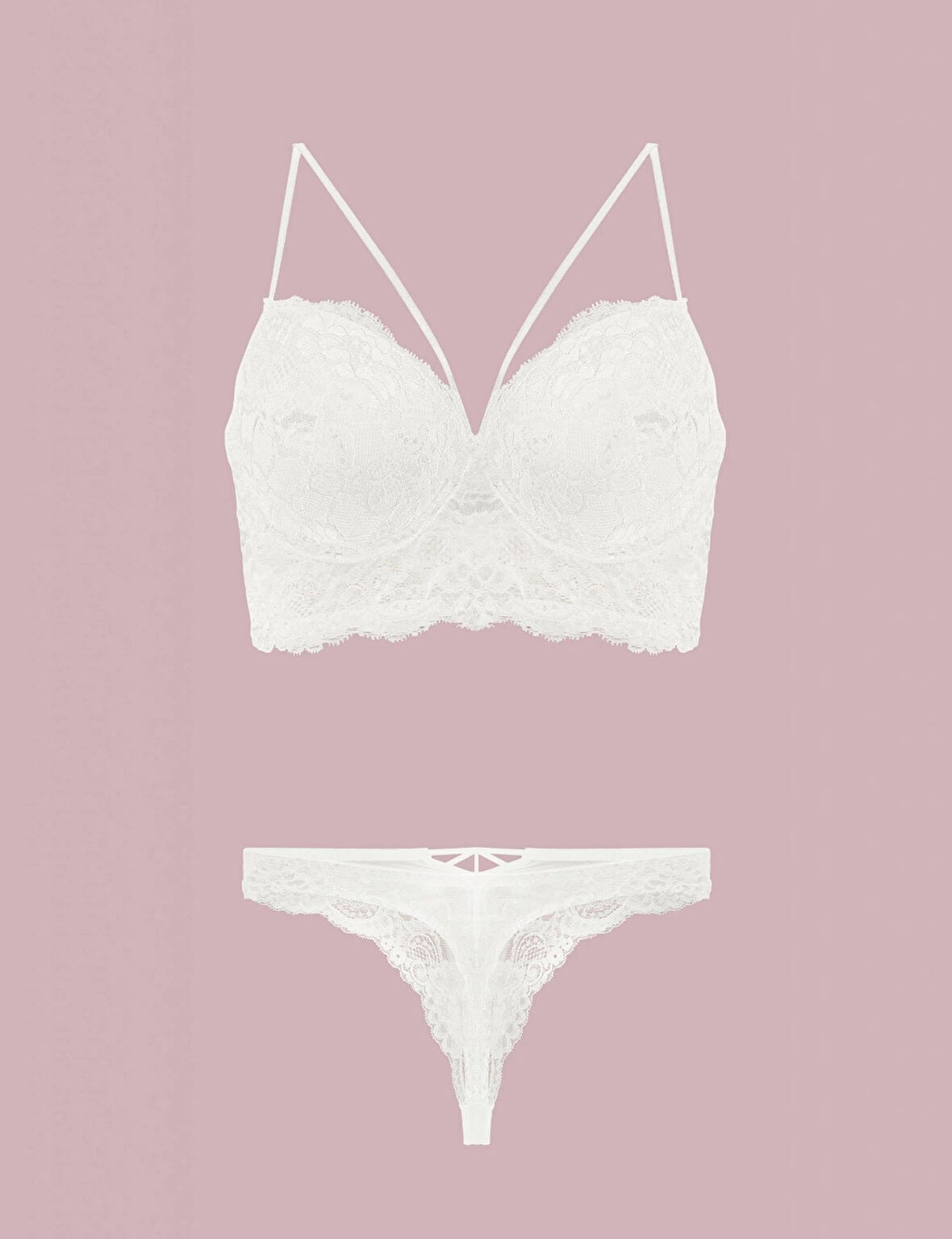 Nurteks 4330 Desteksiz Dantelli Sütyen Takım - EKRU - 95