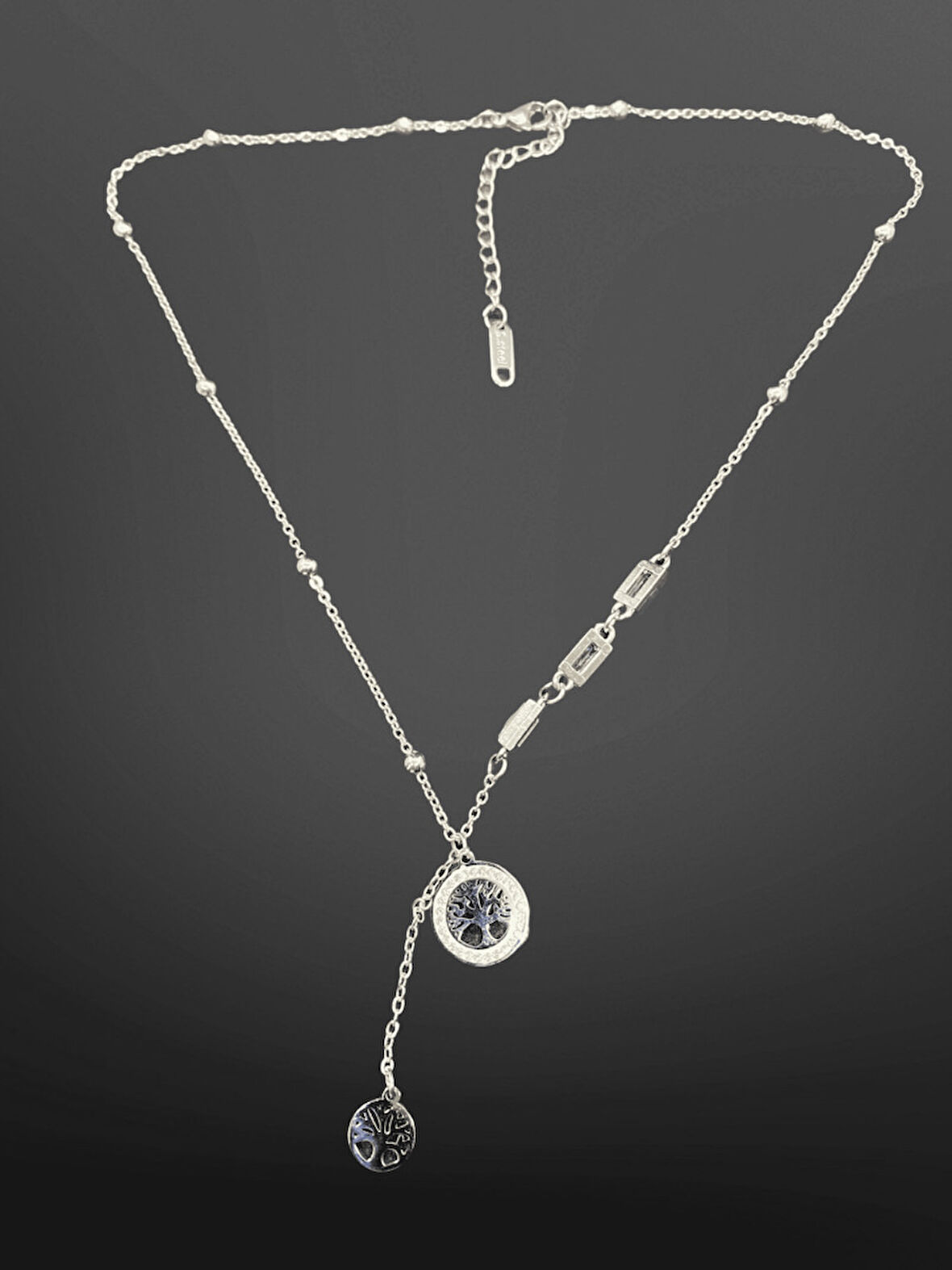 Gümüş Renk Hayat Ağacı Temalı 316L Çelik Y-Kolye - Şık ve Anlamlı