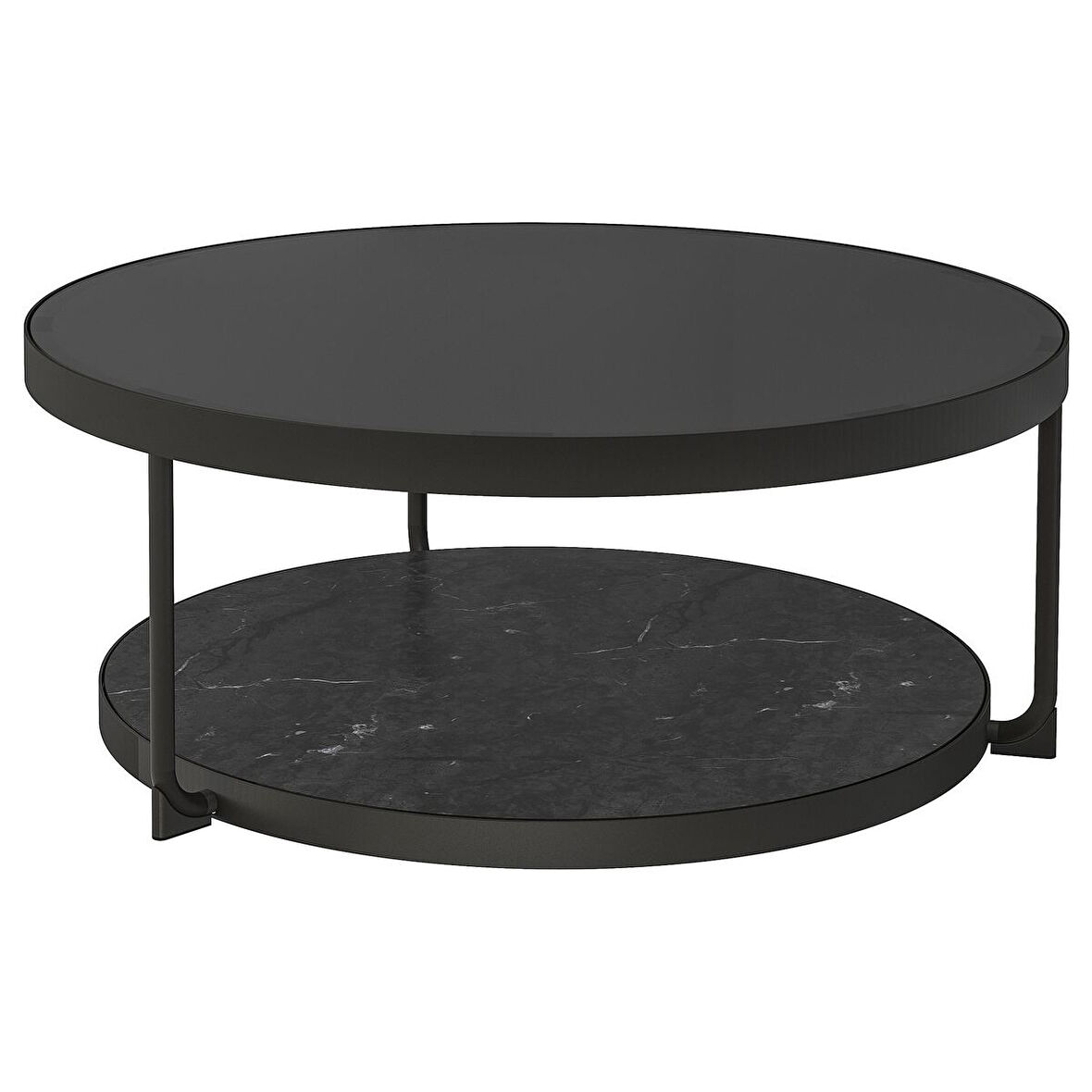 Orta sehpa, siyah-mermer görünümlü, 88 cm