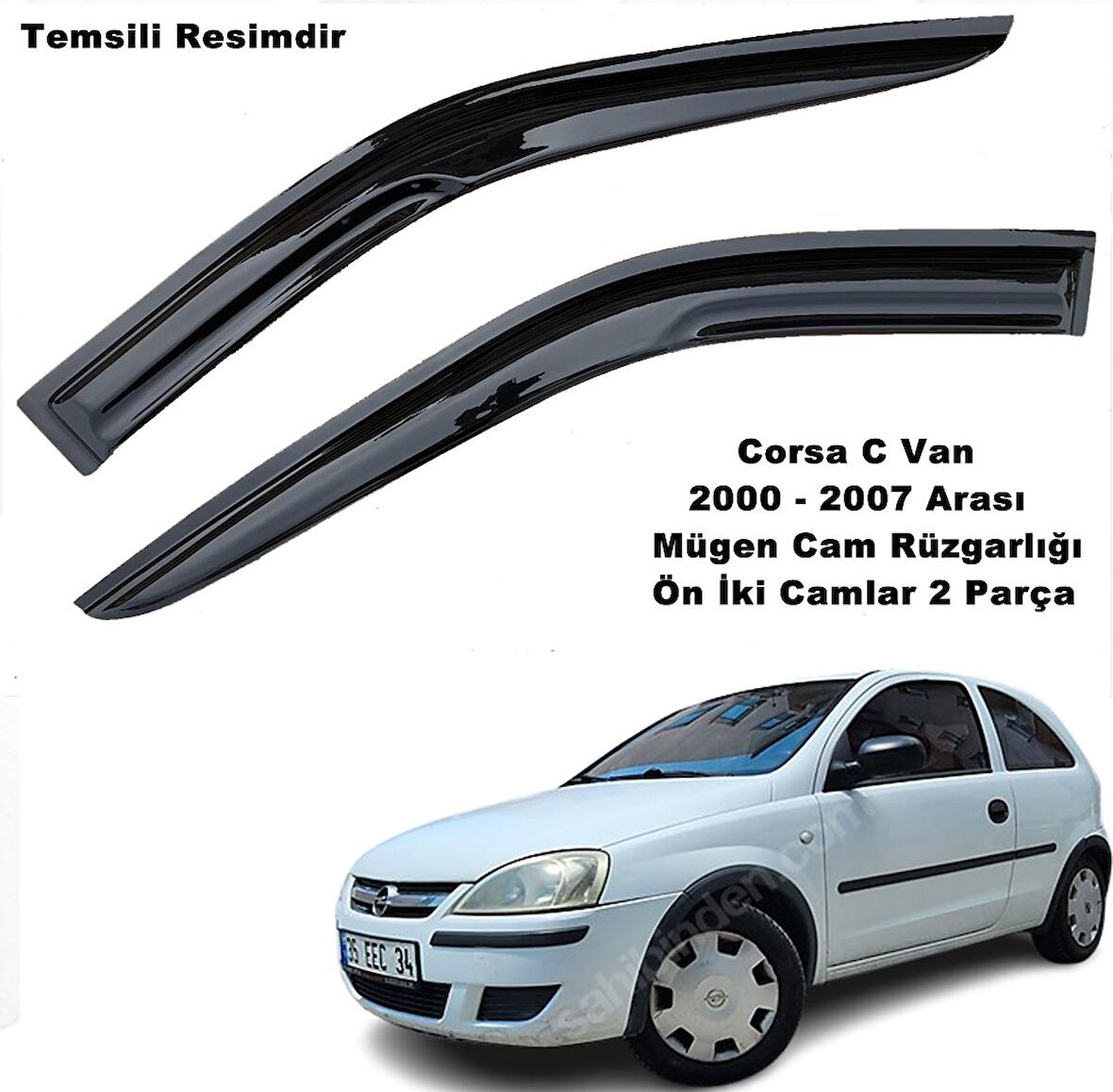 Opel Corsa C VAN Mügen Cam Rüzgarlığı 2000-2006 Arası Ön İki Camlar 2 Li Set Cam Rüzgarlığı