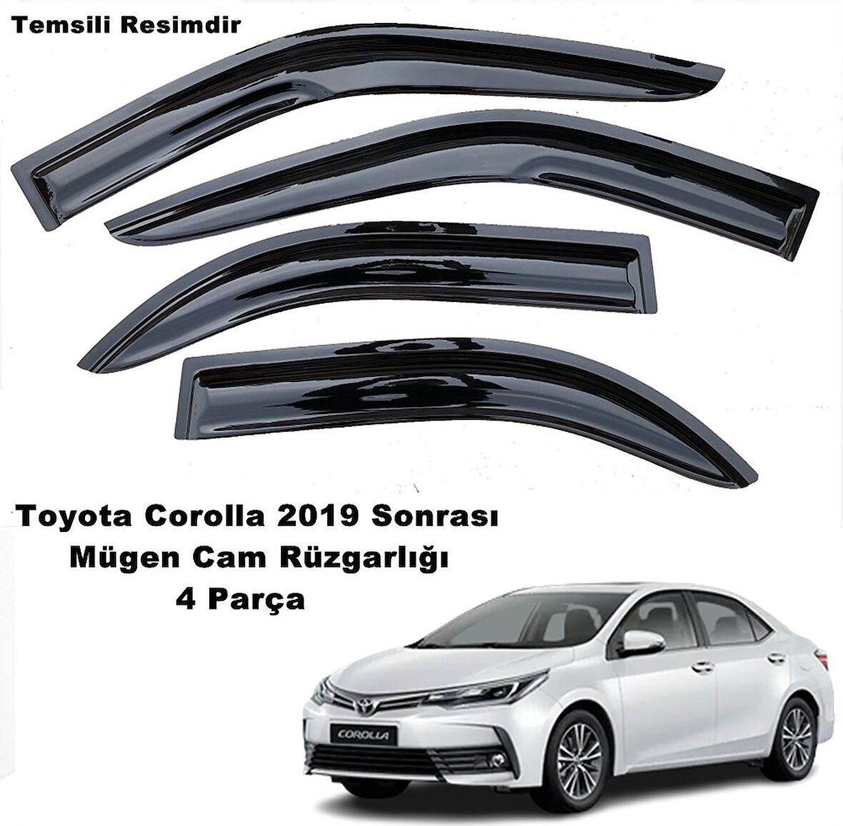 Toyota Corolla Mügen Cam Rüzgarlığı 2019 Sonrası Sedan Kasalar 4 Lü Set Cam Rüzgarlığı