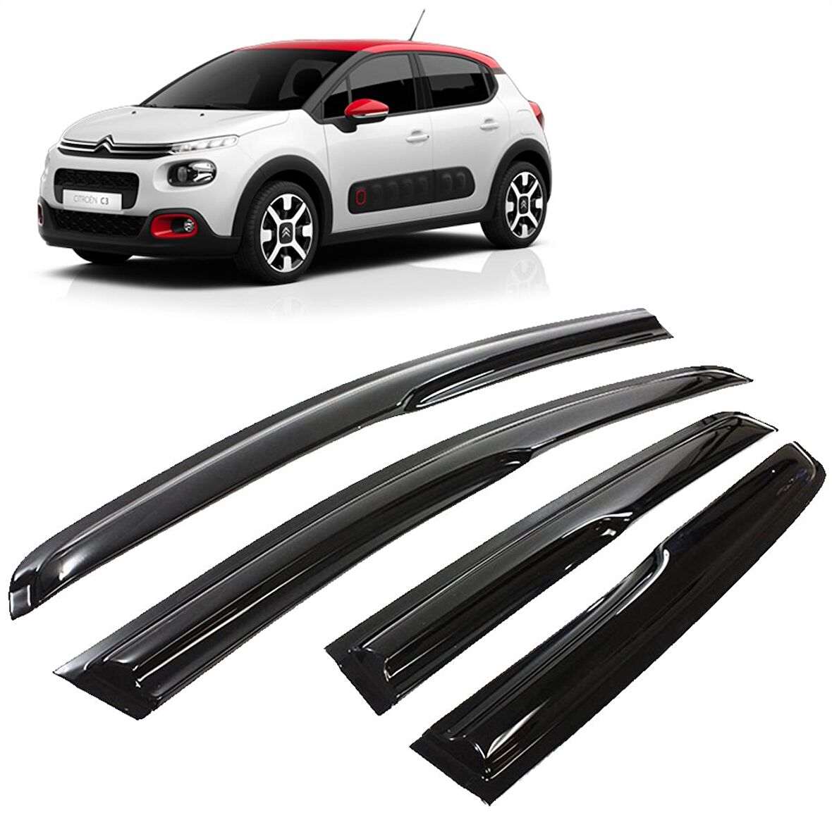 Citroen C3 Mügen Cam Rüzgarlığı 2017 Sonrası 4 Lü 