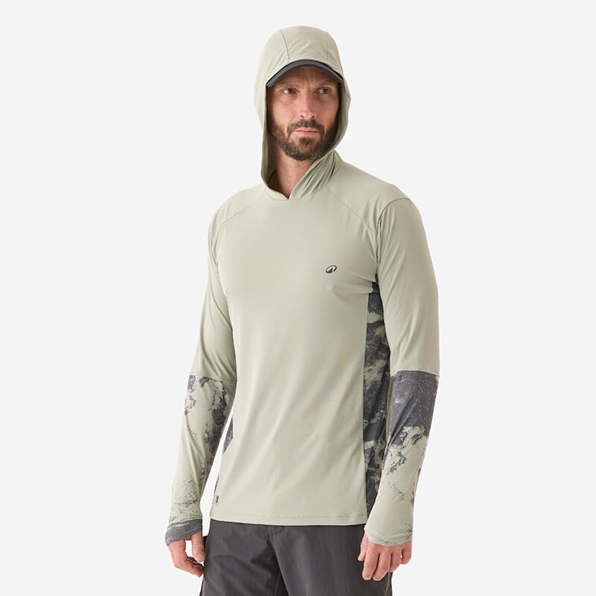 Kapüşonlu Uzun Kollu UV Tişört - Balıkçılık - UV Korumalı - Mavi - 500 - 2XL
