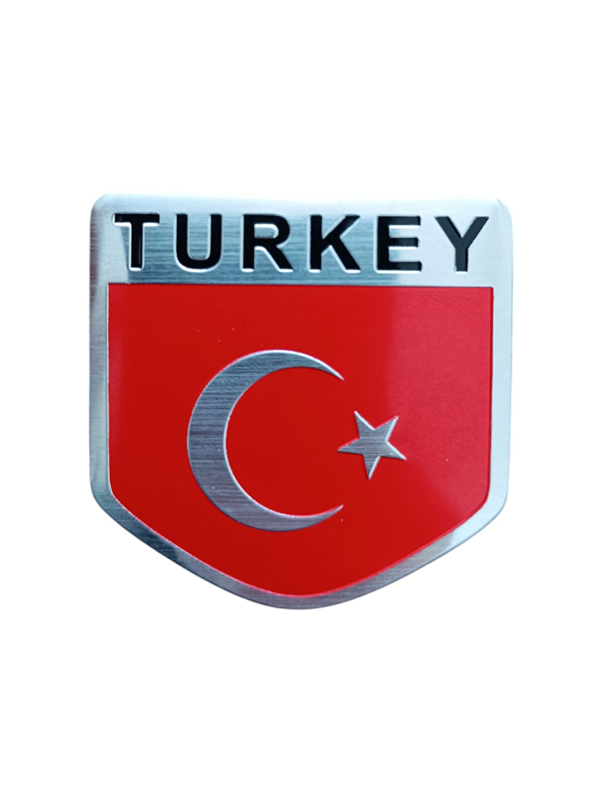 Türk Bayrağı Turkey Yazılı  Etiket Metal Sticker 5cm