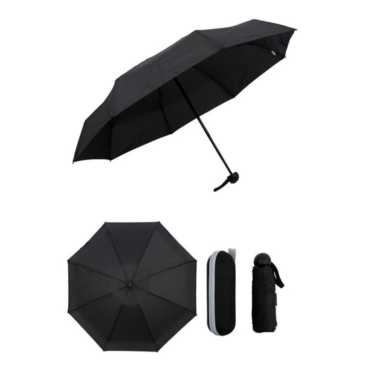 Adele Siyah Kapsül Kılıflı Şemsiye 54x91 cm - Modern, Şık ve Dayanıklı Tasarım