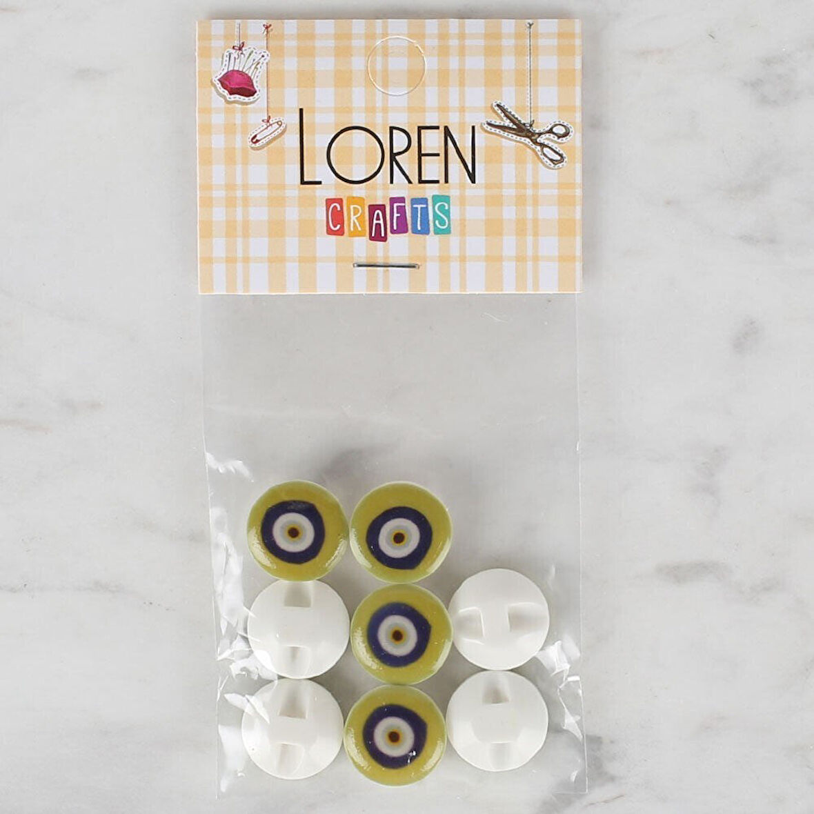 Loren Crafts 8 li Yeşil Nazar Boncuğu Düğme - 691