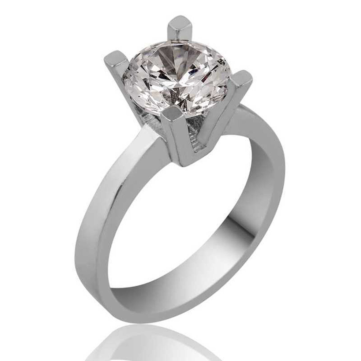 Gümüş Tek Taş kadin Yüzük - 15