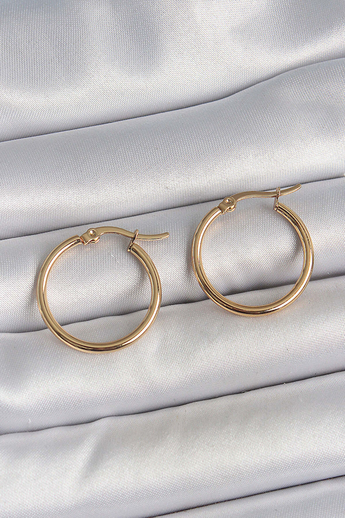 316 Çelik Gold Renk 22mm Kadın Halka Model Kadın Küpe