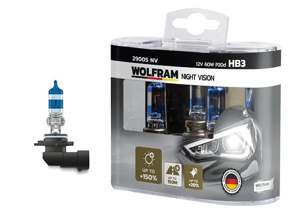 AMPUL 125 HB3 100 P20D NIGHT VISION 150 FAZLA 20 BEYAZ IŞIK