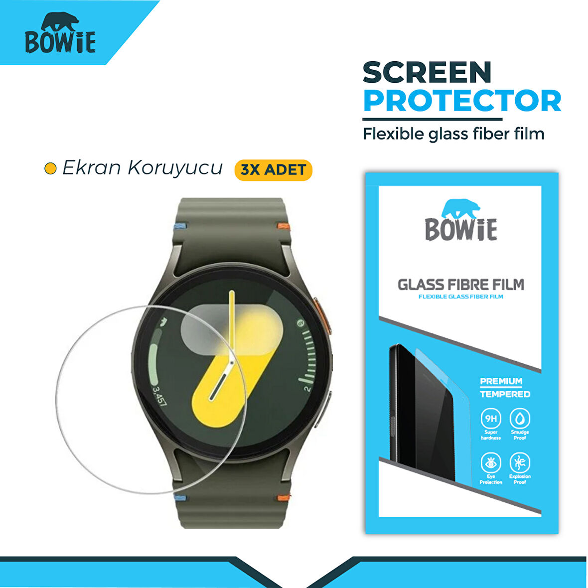 Samsung Galaxy Watch 5 40mm için nano tempered ekran koruyucu 3 adet set