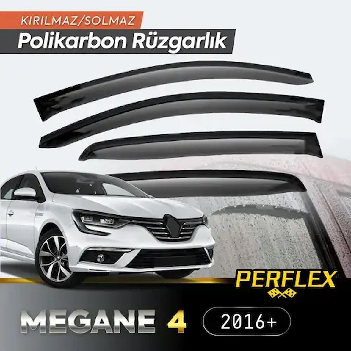 Perflex Polikarbon Kırılmaz Rüzgarlık V2 Renault Megane 4 Sedan Avant 2016+