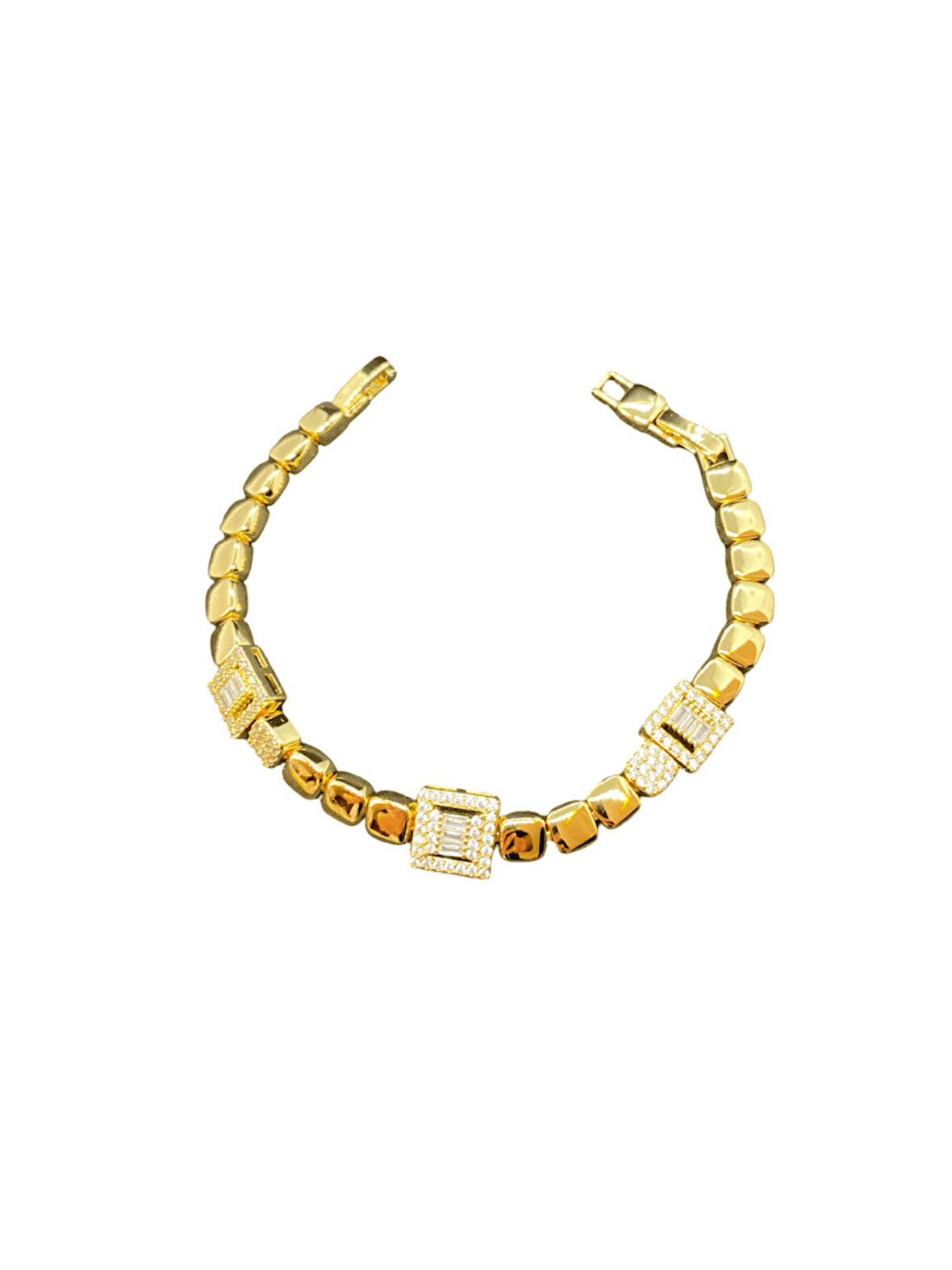 Altın Renk VIP Model Kadın Özel Taş ve Motifli 316L Çelik Bileklik | Parlak ve Şık Hediye