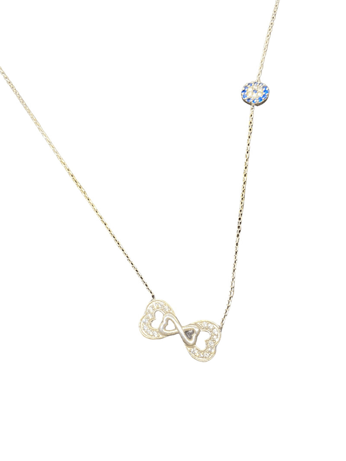 925 Ayar İthal Gümüş Sonsuzluk & Nazar Boncuğu Model Kolye Anlamlı ve Şık Tasarım, Hediye