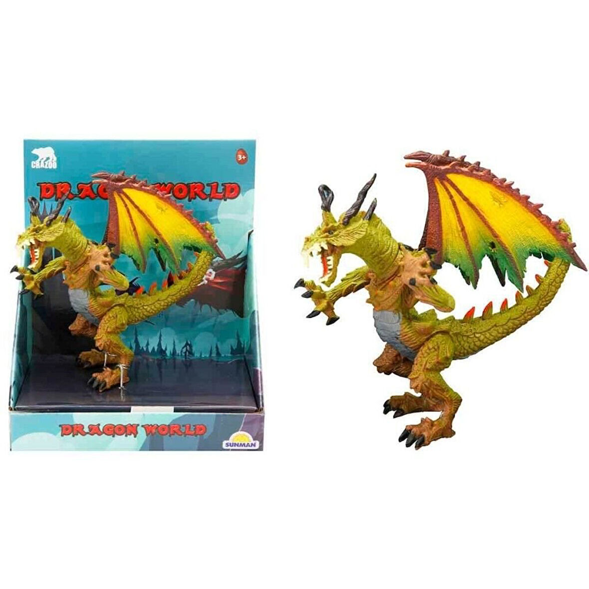 Standlı Ejderha Figürü  13 cm - Yeşil