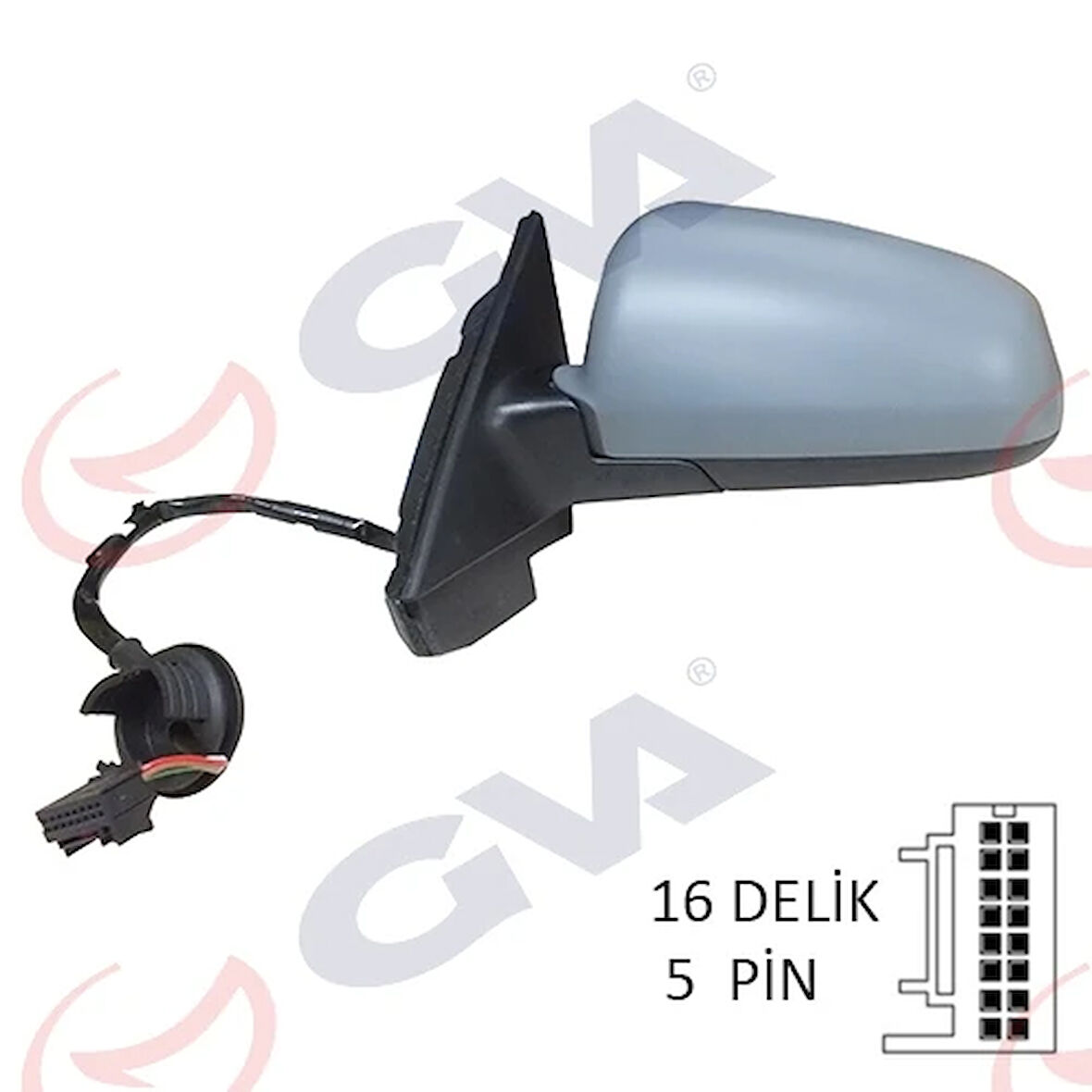 DIŞ DİKİZ AYNASI SOL A3 2003 ELEKTRİKLİ ISITMALI 5 KAPILI ASTARLI ASFERİKLI 5 FİŞ VM-010EHAL 8P1858531D01C