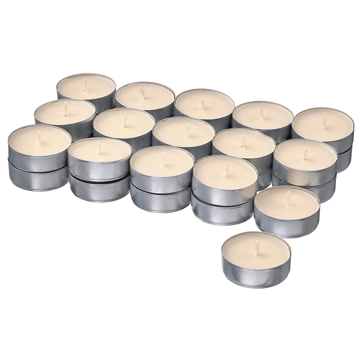 Kokulu tealight mum, bej, 3.5 saat, 30 adet, dumanlı vanilya ve karamel
