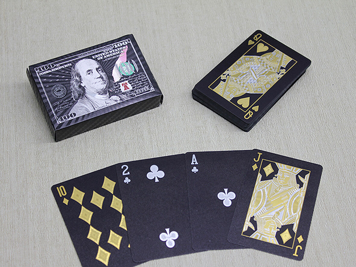 Gümüş Dolar Tasarımlı Siyah İskambil Oyun Kartı 