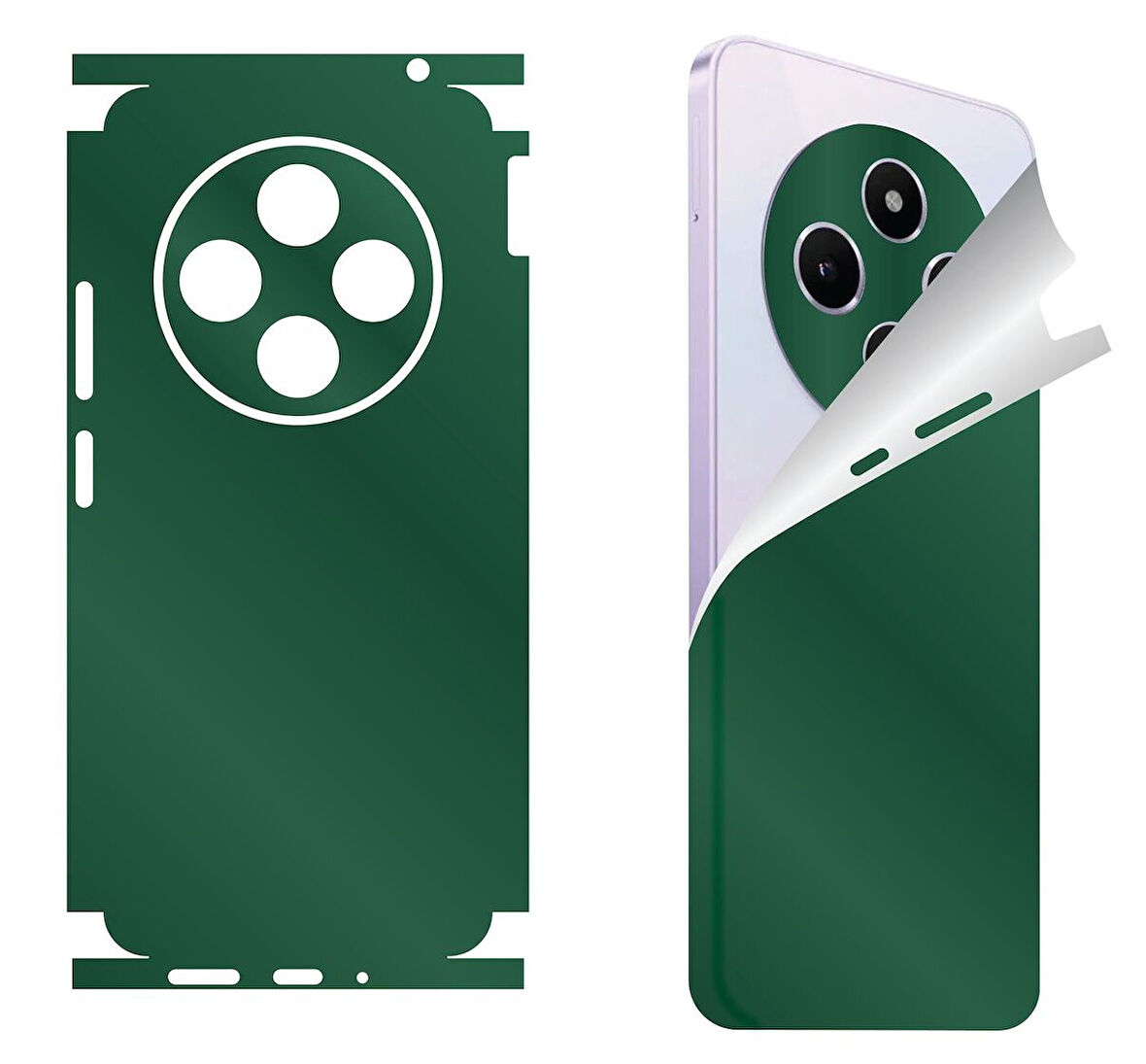 Tecno Spark 10 için 360 full arka ve yan kaplama koruma sticker- Yeşil