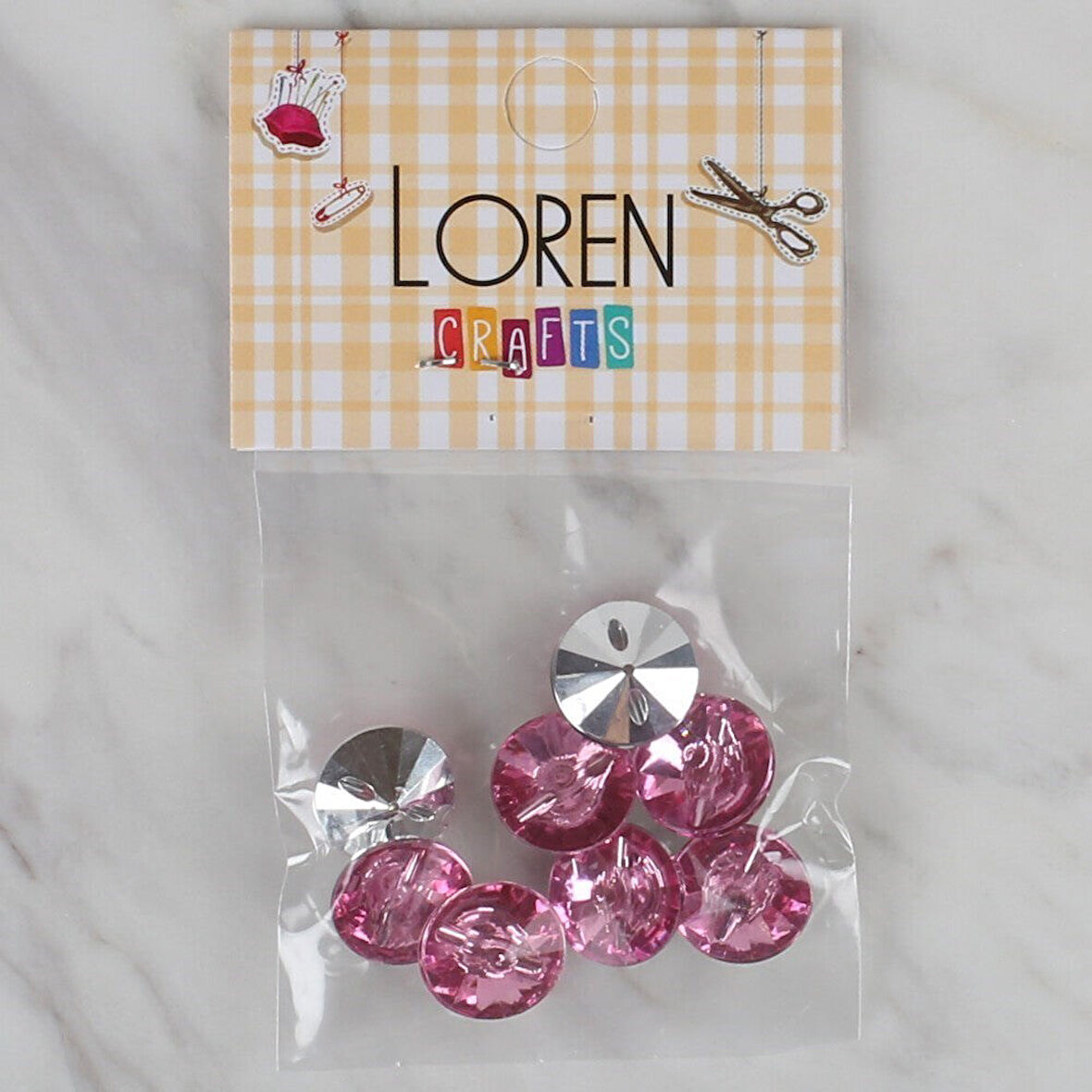 Loren Crafts pembe 8 li düğme - 202