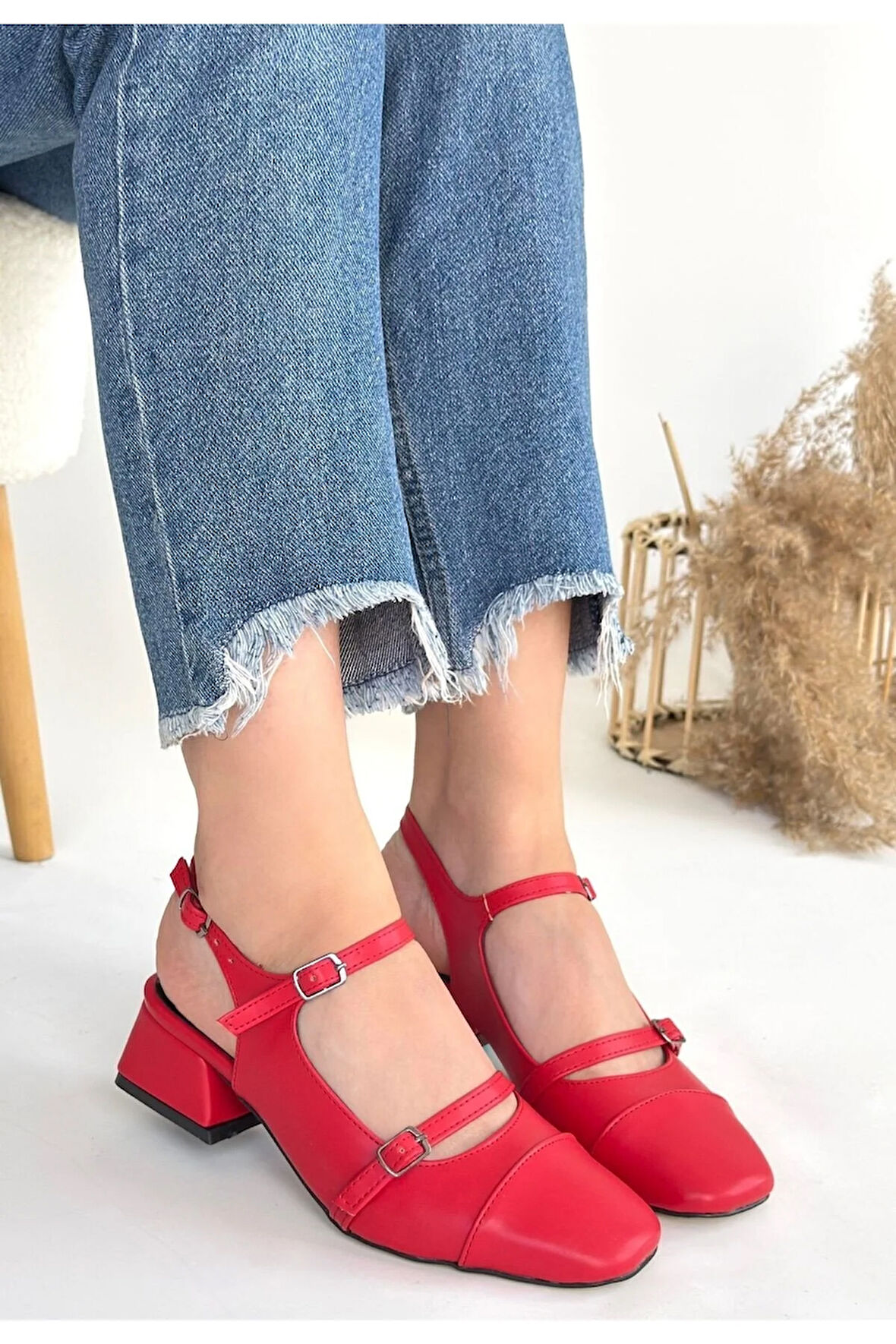 Doran Kırmızı Cilt Topuklu Ayakkabı