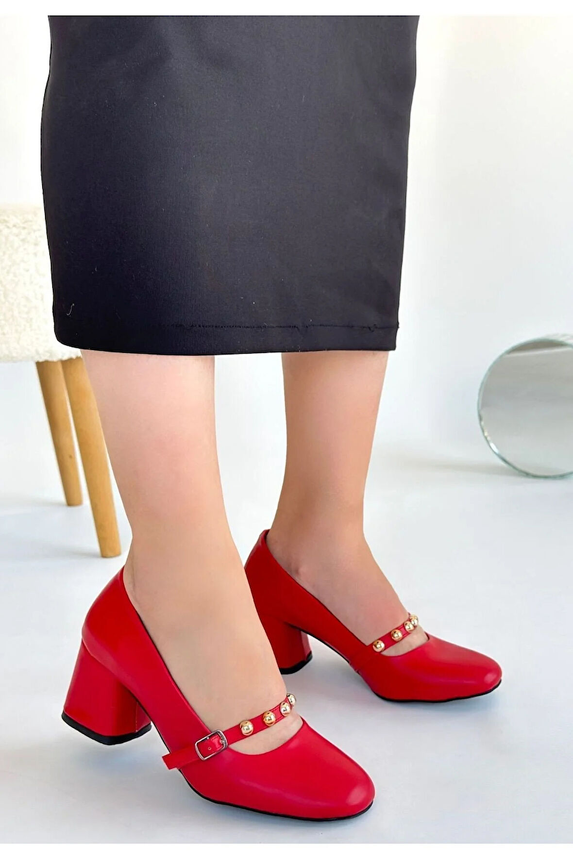 Tino Kırmızı Cilt Topuklu Ayakkabı