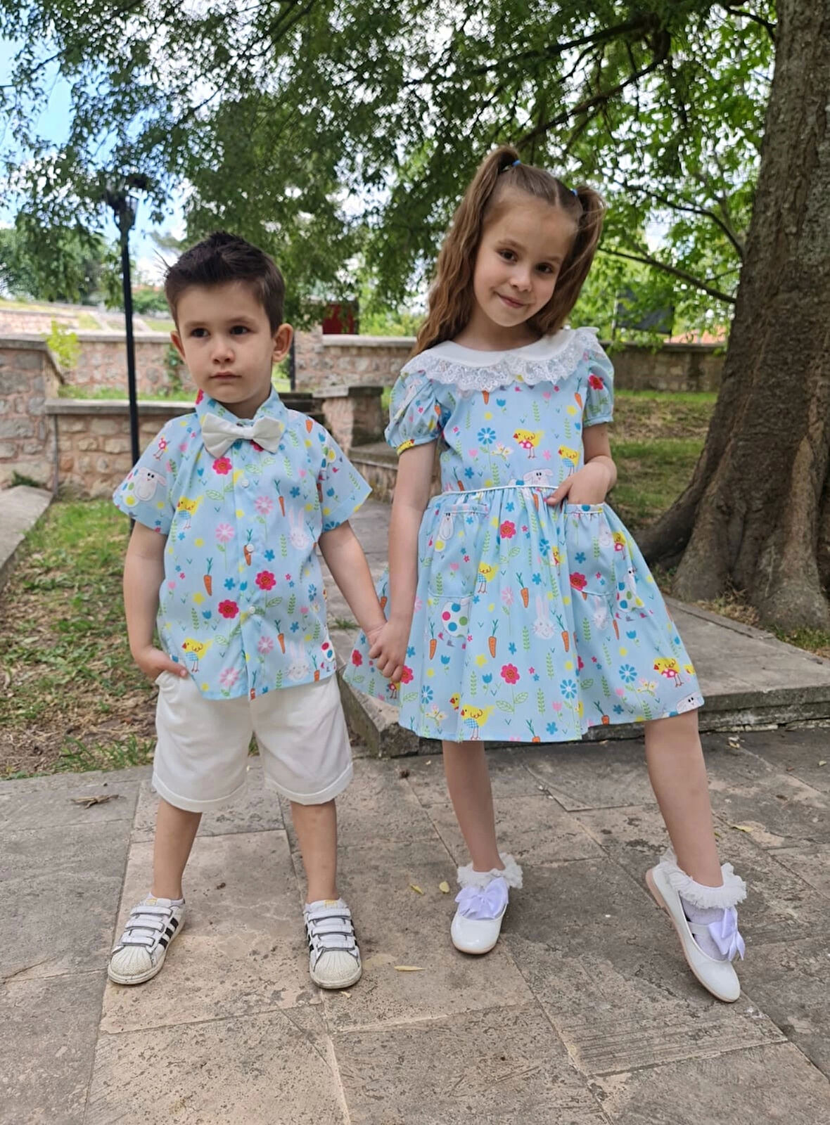 Erkek Çocuk Şortlu Papyon Gömlek Takım