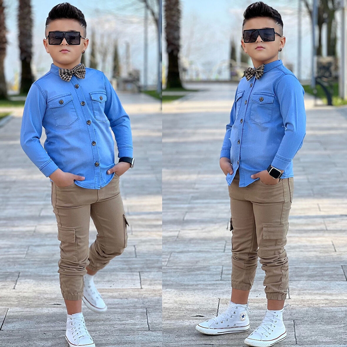Kot Gömlek Gabardin Kargo Cep Pantolon Papyon Kombin