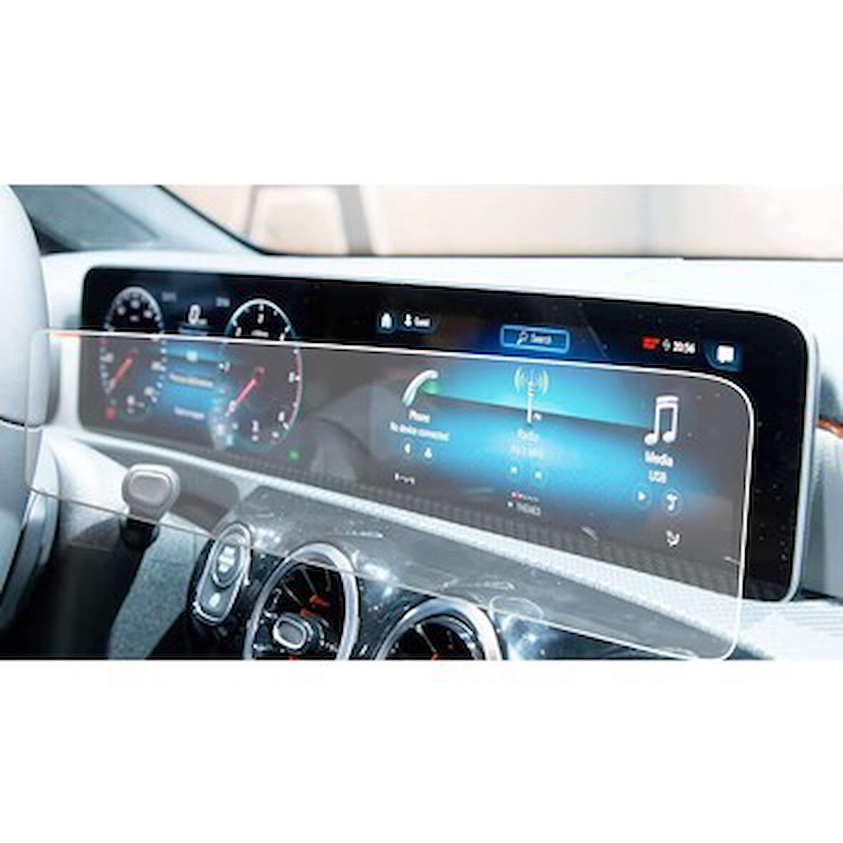 Mercedes A 180 Gösterge multimedya ekran için HD Digital ekran koruyucu nano tempered film